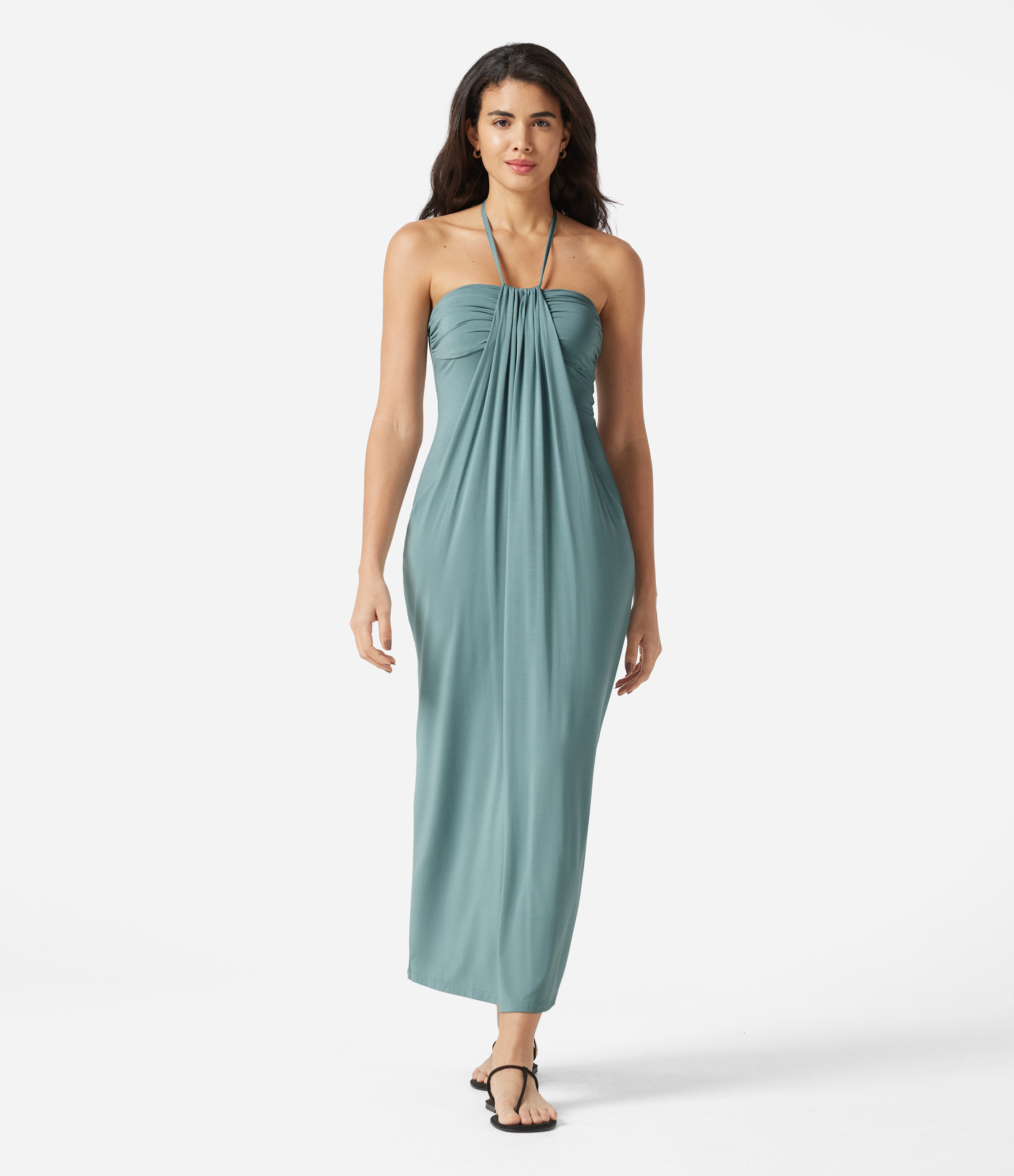 Halter Tie Back Maxi Dress with Pockets