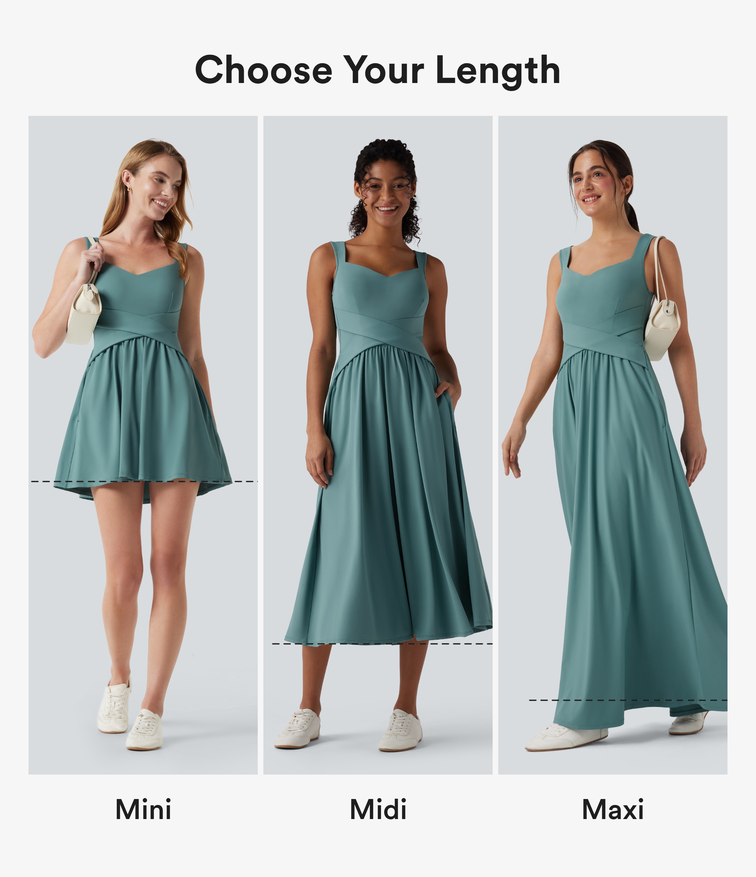 Azure Sleeveless Backless Crossover Flowy Midi Casual Dress with Pockets / 2
