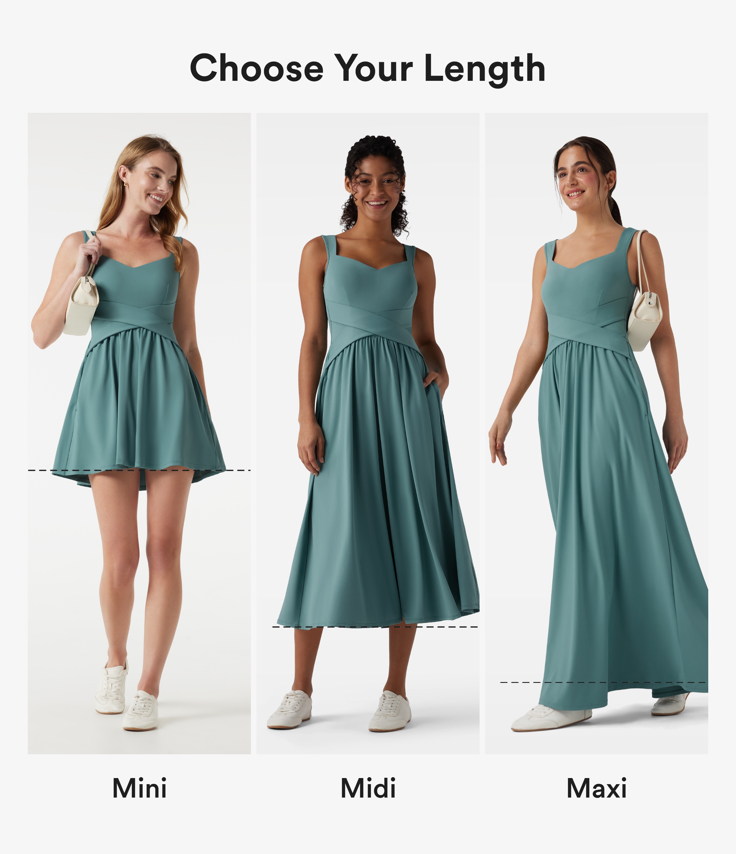 Azure Robe mini fluide décontractée, brassière intégrée, à poches / 2