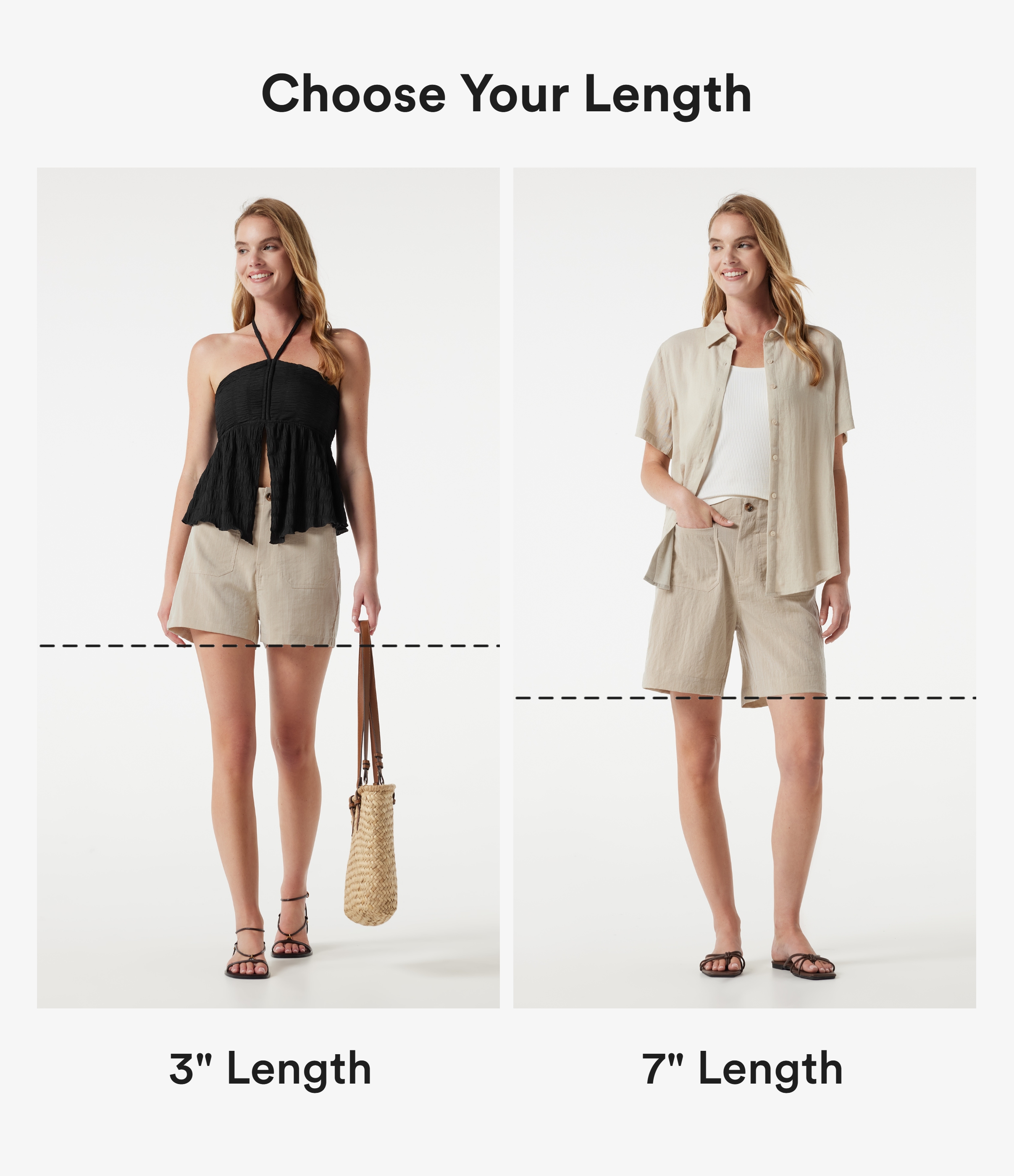 Dune Mirage High Waisted Casual Linen-Feel Shorts 7'' with Pockets / 2