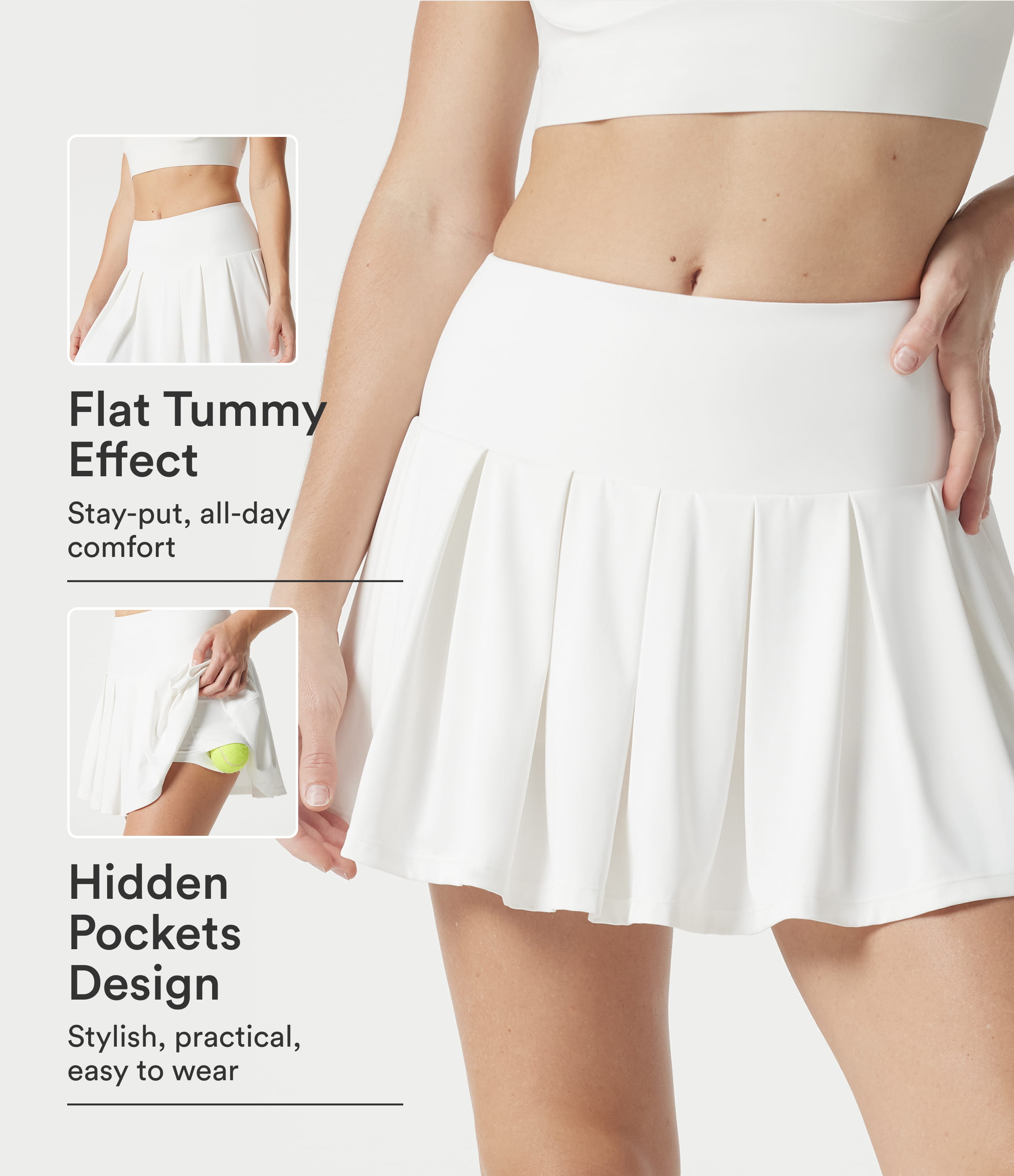 SoftlyZero™ QuickDry Mid Rise Tummy Control Pleated 2-in-1 Mini Tennis Skirt with Pockets