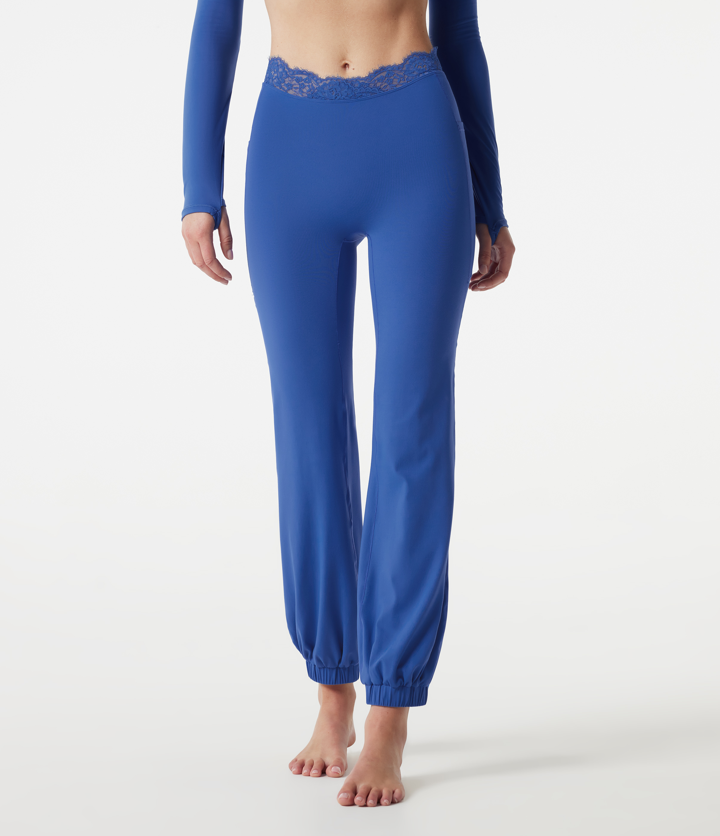 SoftlyZero™ High Waisted Contrast Lace Dance Balloon Joggers with Pockets-UPF50+