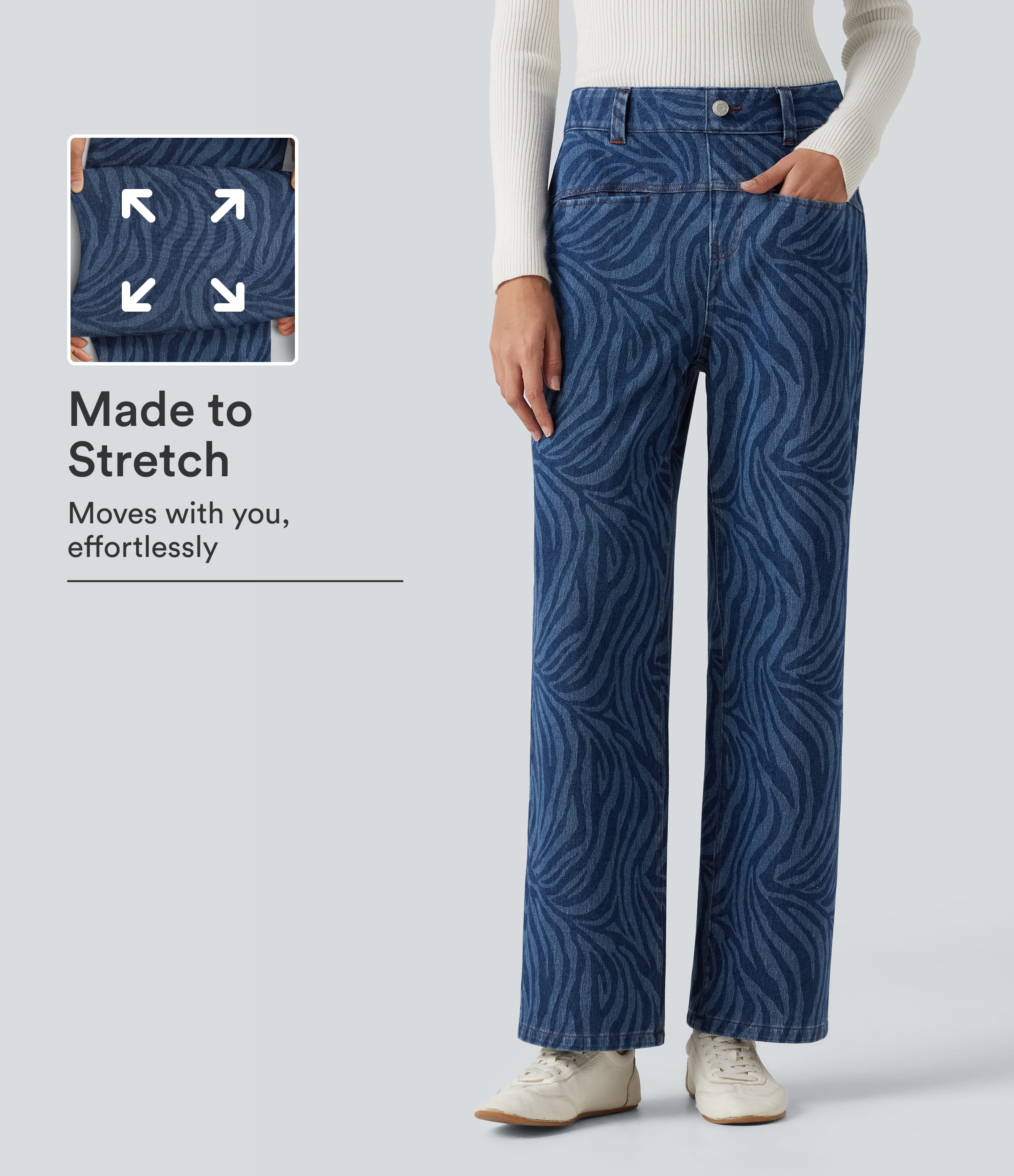 Halara Flex™ Mid Rise Casual Straight Leg Jeans with Pockets