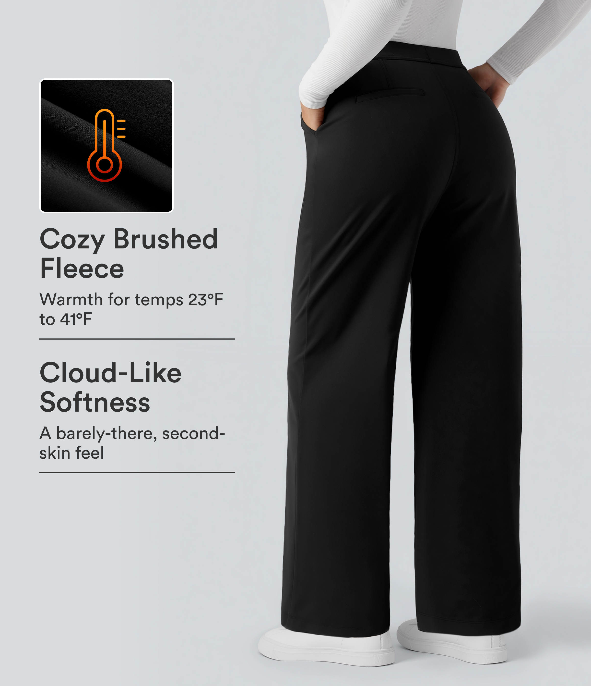 SoftlyZero™ Plush Thermal High Waisted Straight Leg Work Pants with Pockets