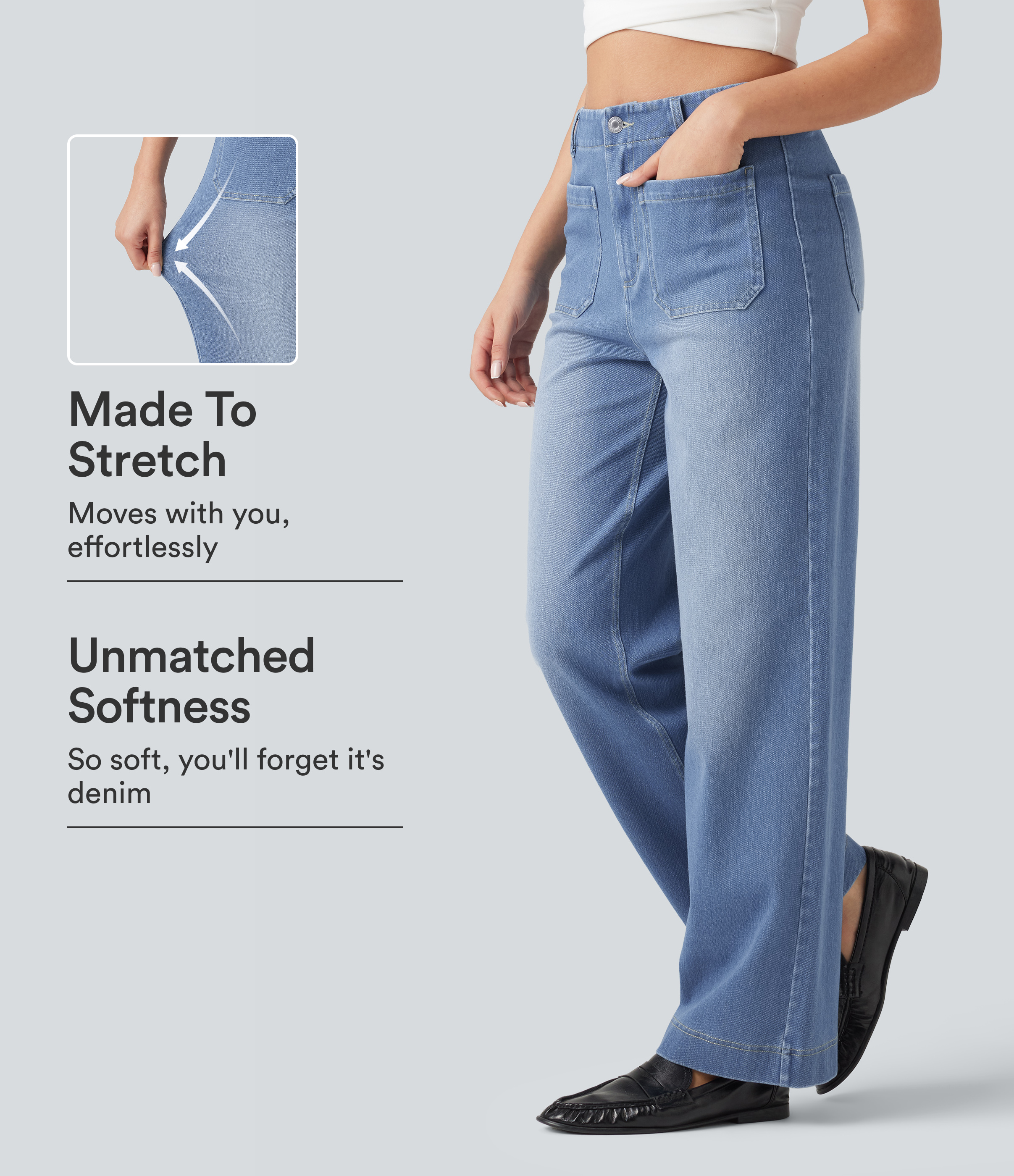 Halara Flex™ High Waisted Straight Leg Casual Jeans with Pockets