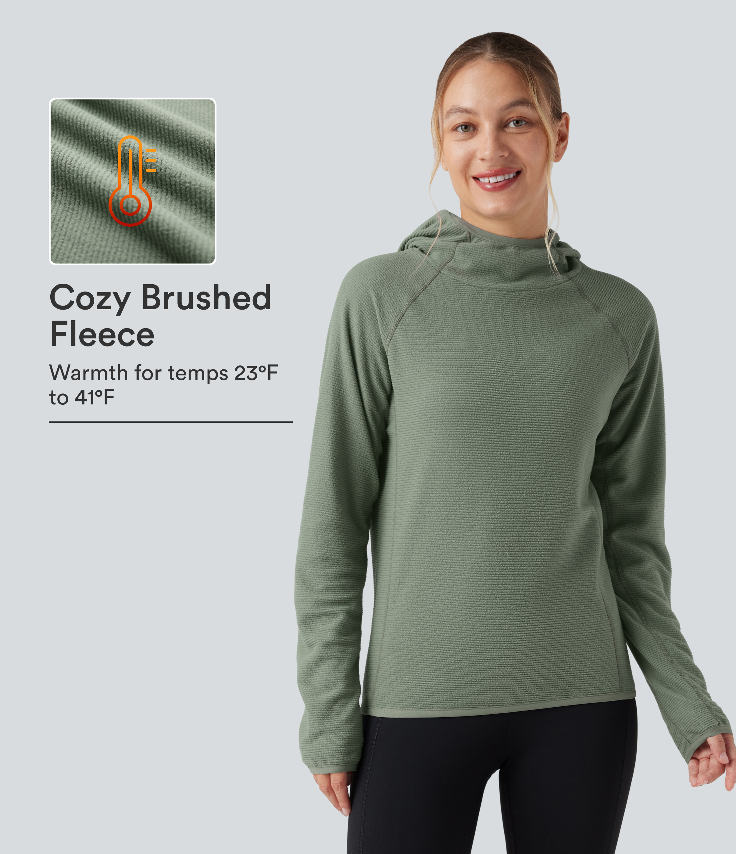 Hooded Long Sleeve Fleece Casual Sweatshirt with Pocket
