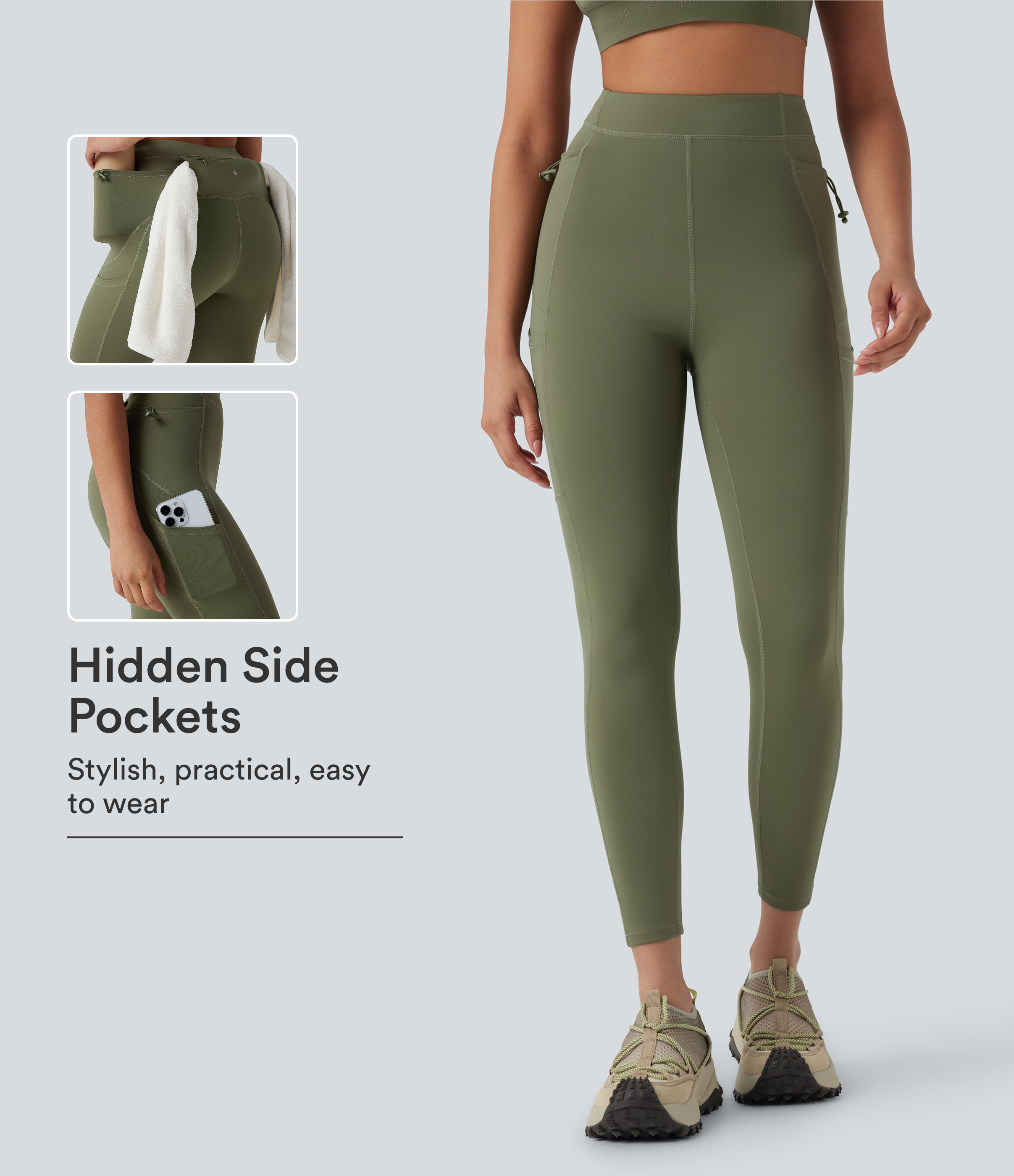 SpeedWave™ High Waisted Loop Quick Dry Hiking Leggings with Pockets
