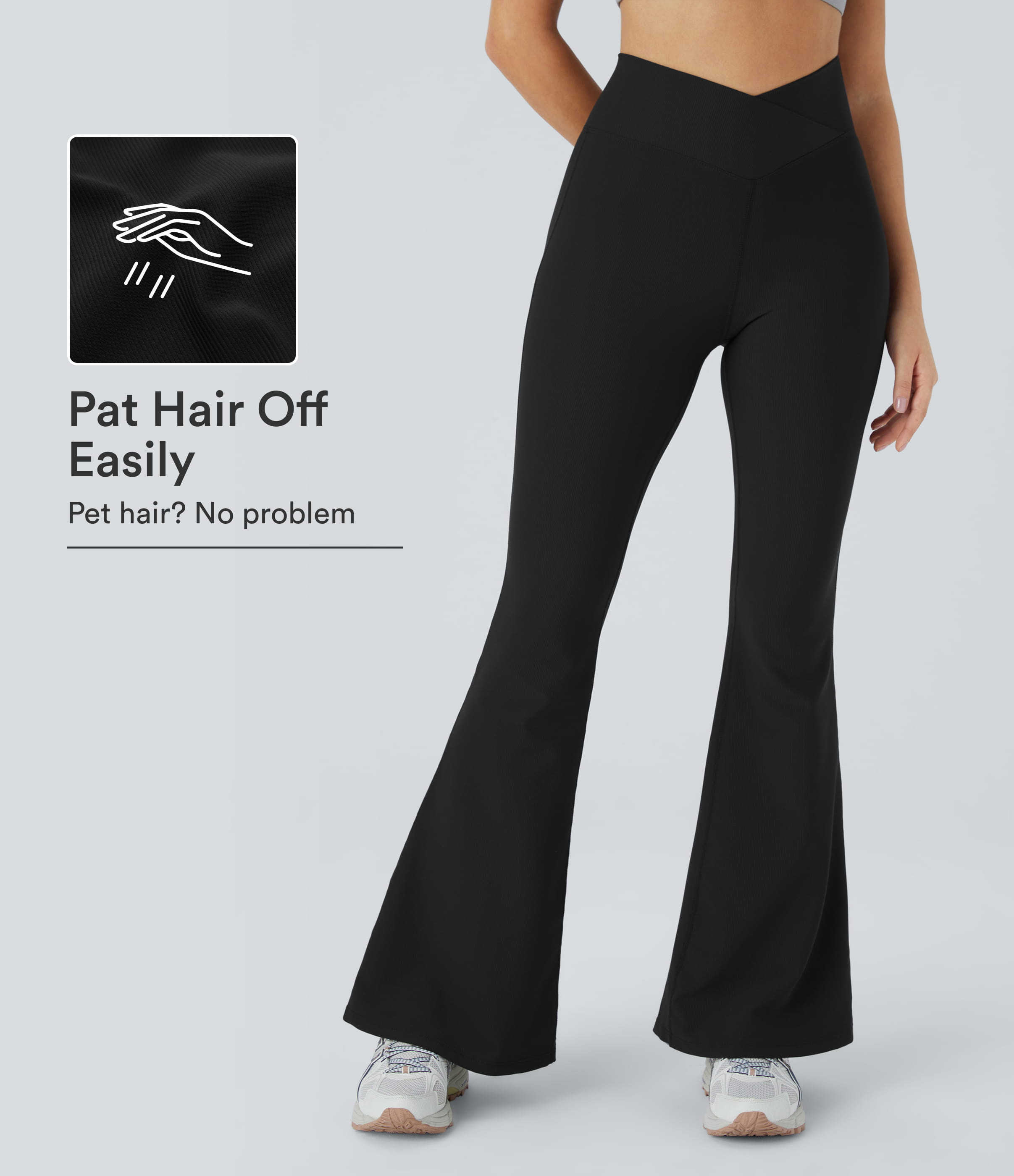 Patitoff™ Flow Pet Hair Resistant Crossover High Waisted Pocket Leggings