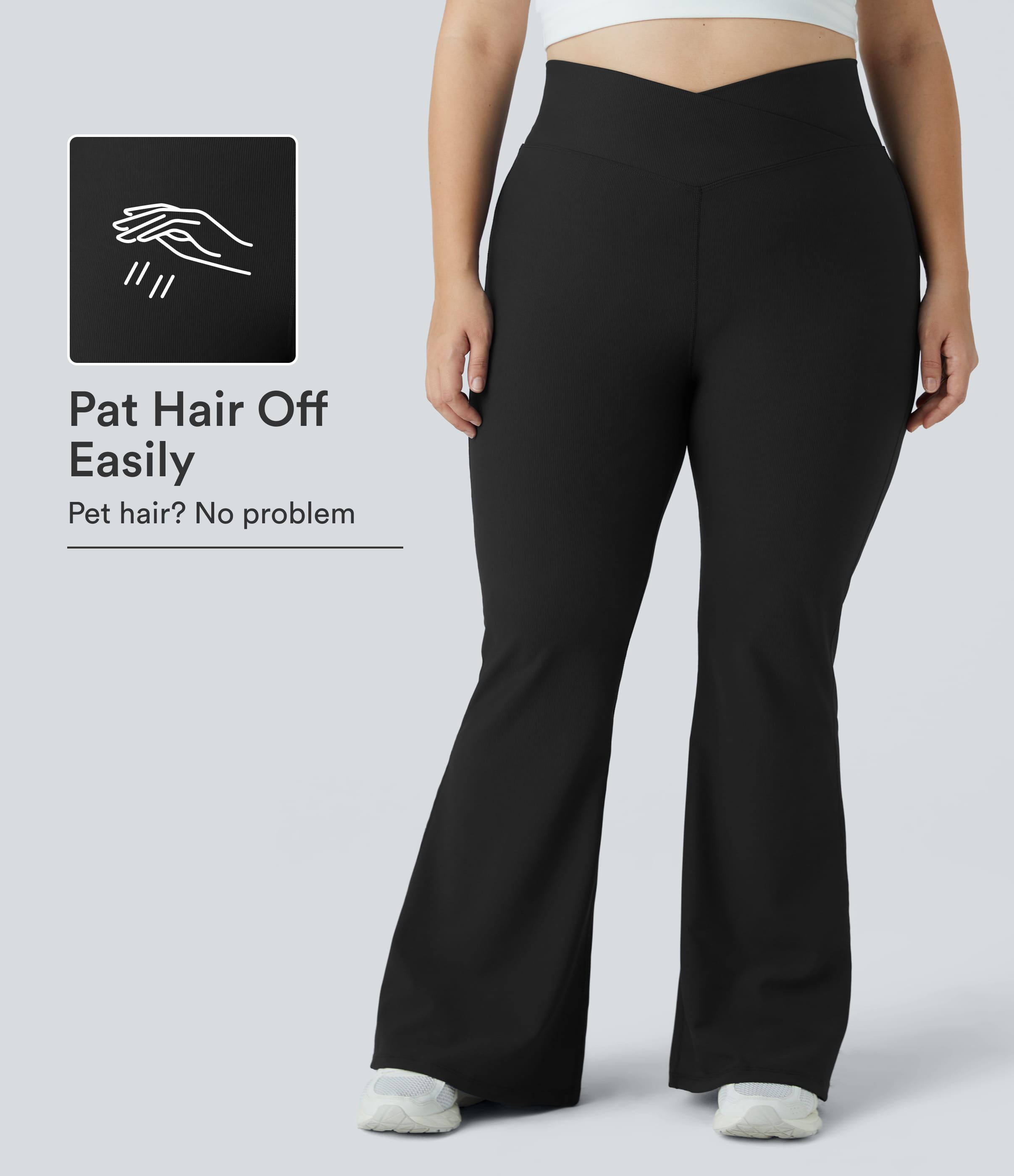 Patitoff™ Flow Pet Hair Resistant Crossover High Waisted Pocket Plus Size Leggings