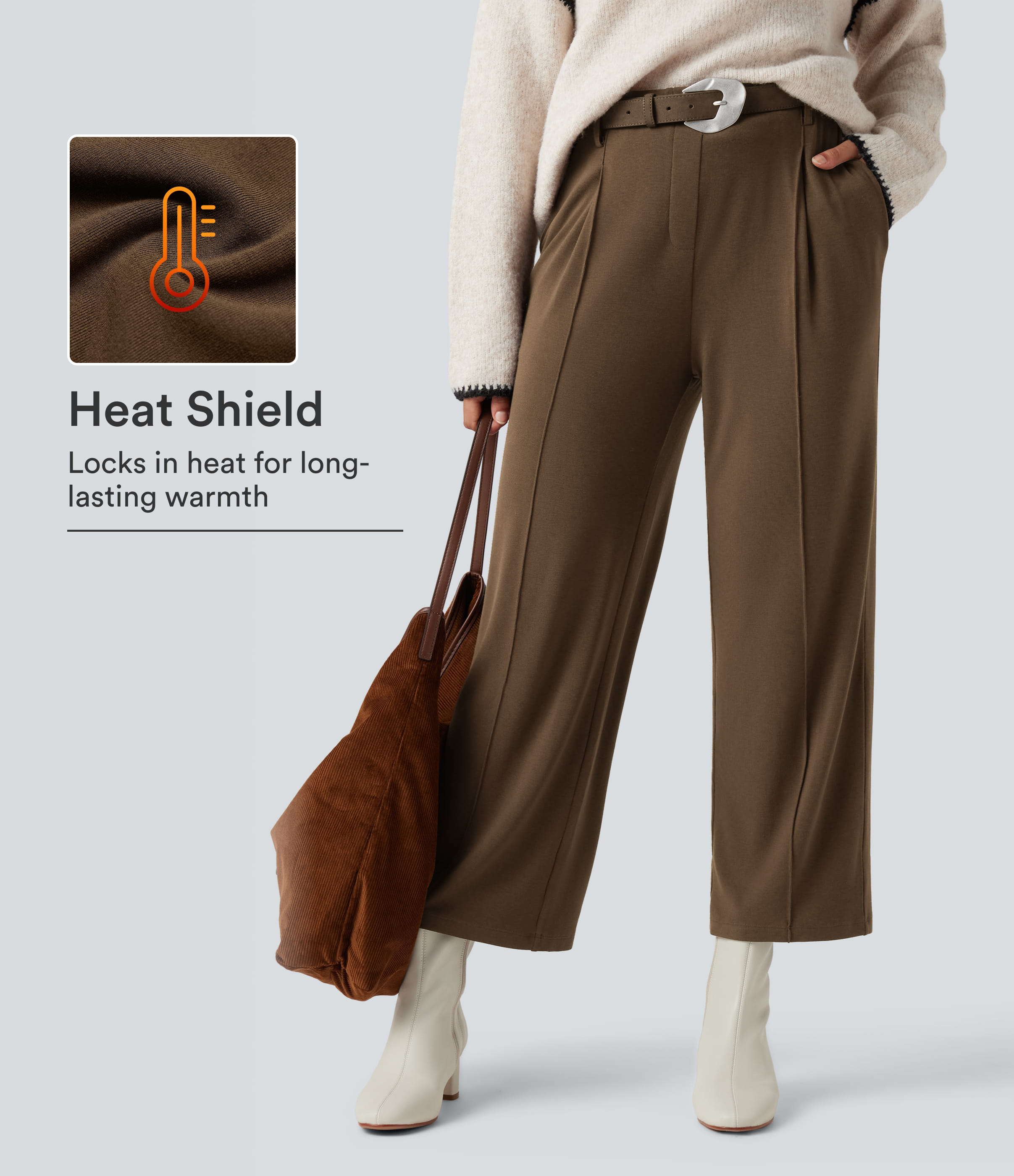 High Waisted Thermal Work Pants with Pockets