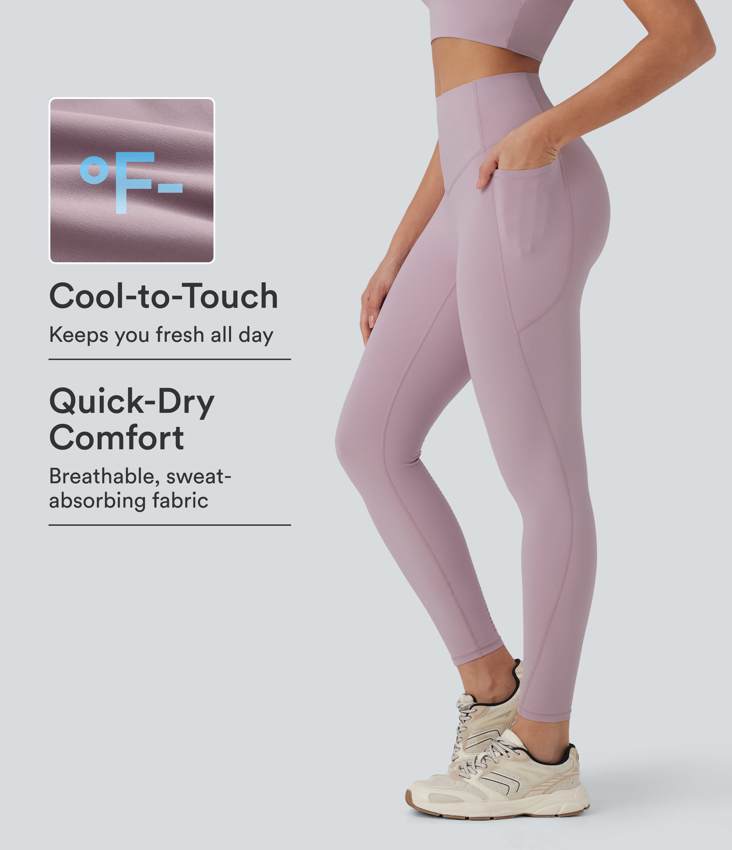 Halara UltraSculpt™ Cool Quick Dry High Waisted Tummy Control Cut Out Yoga Leggings with Pockets-UPF50+