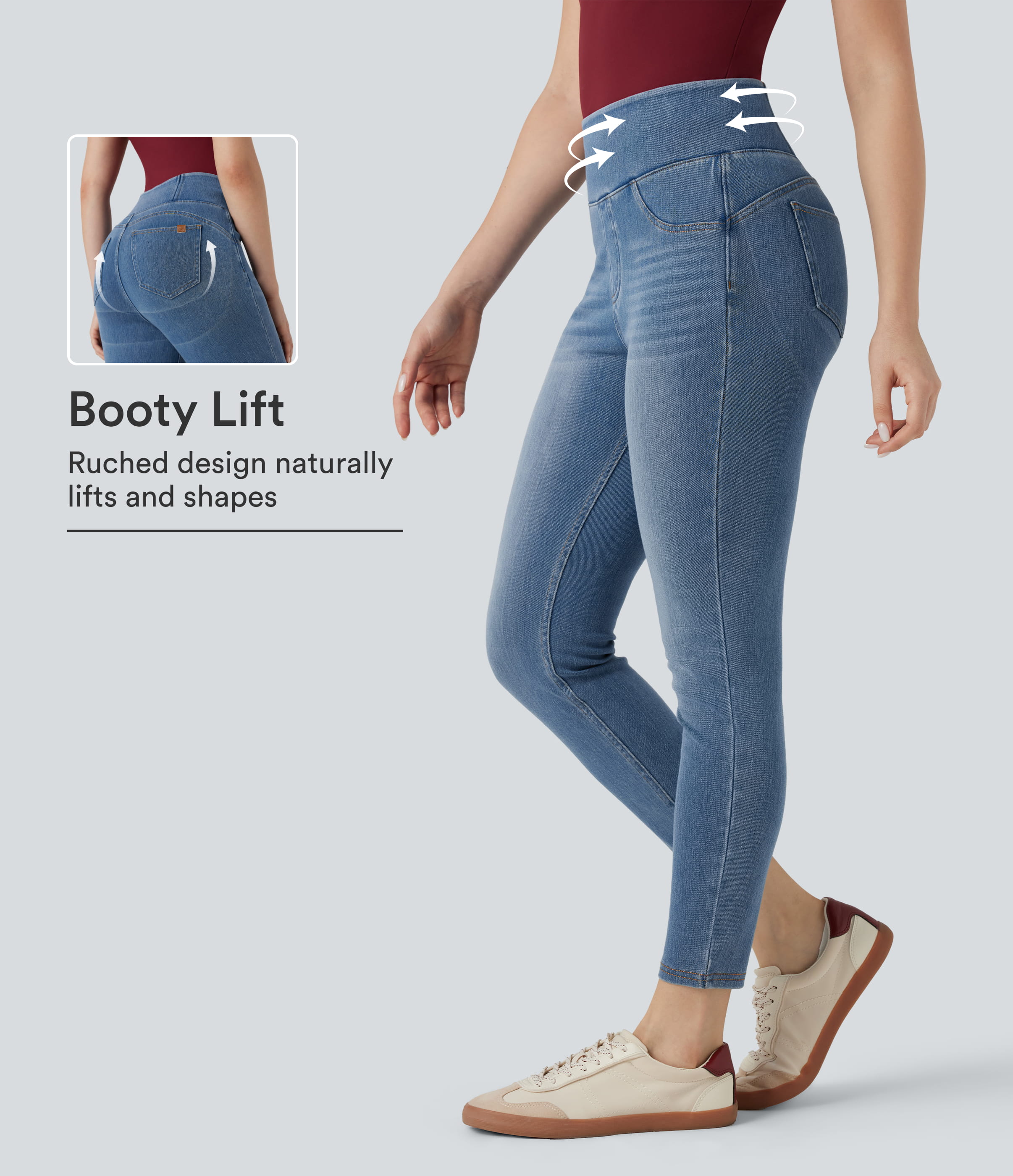 Halara Flex™ High-waisted Butt-lifting Tummy Control Skinny Denim Casual 7/8 Leggings with Pockets