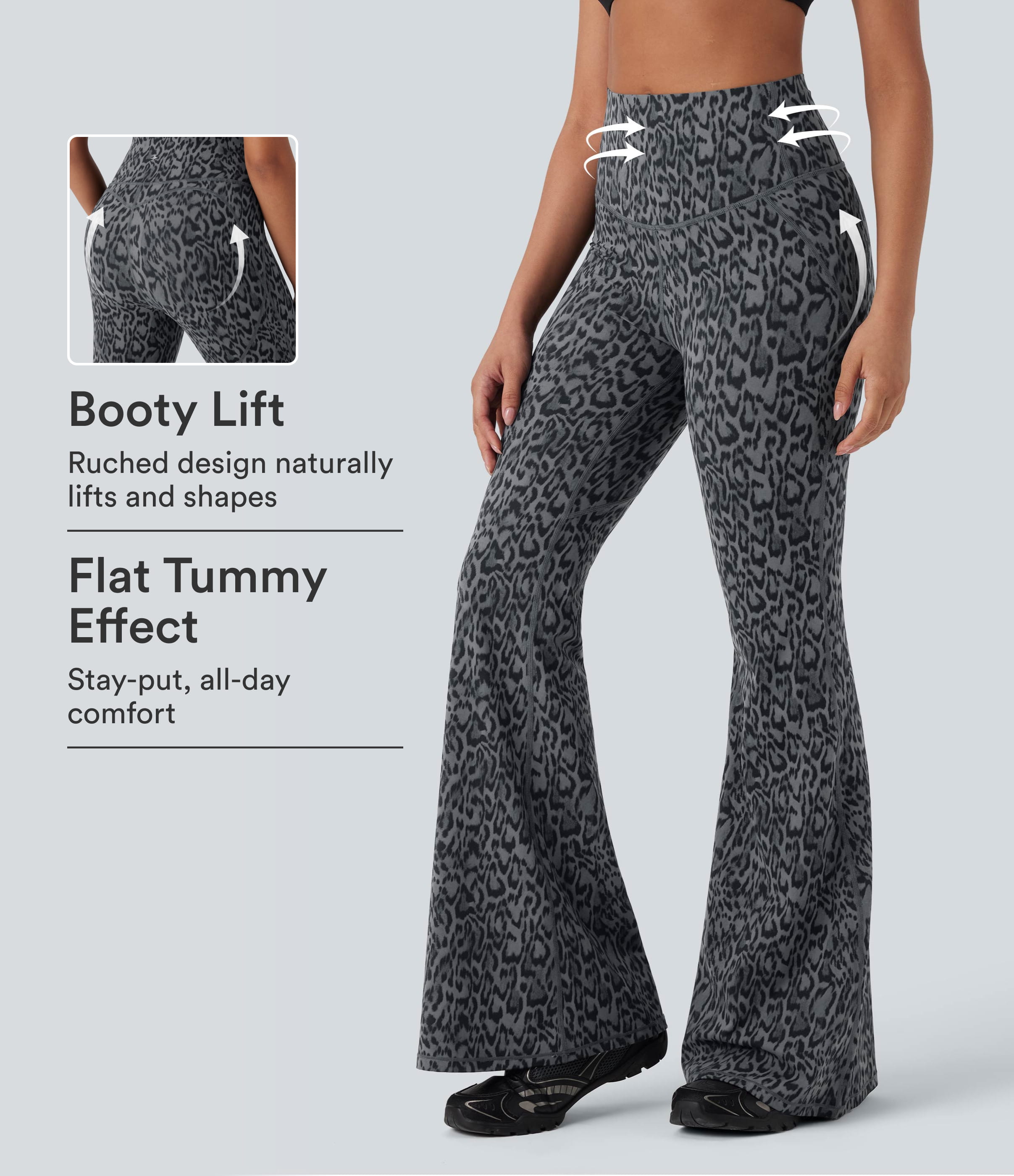 Halara UltraSculpt™ Leopard Print High Waisted Tummy Control Butt Lifting Yoga Flare Leggings