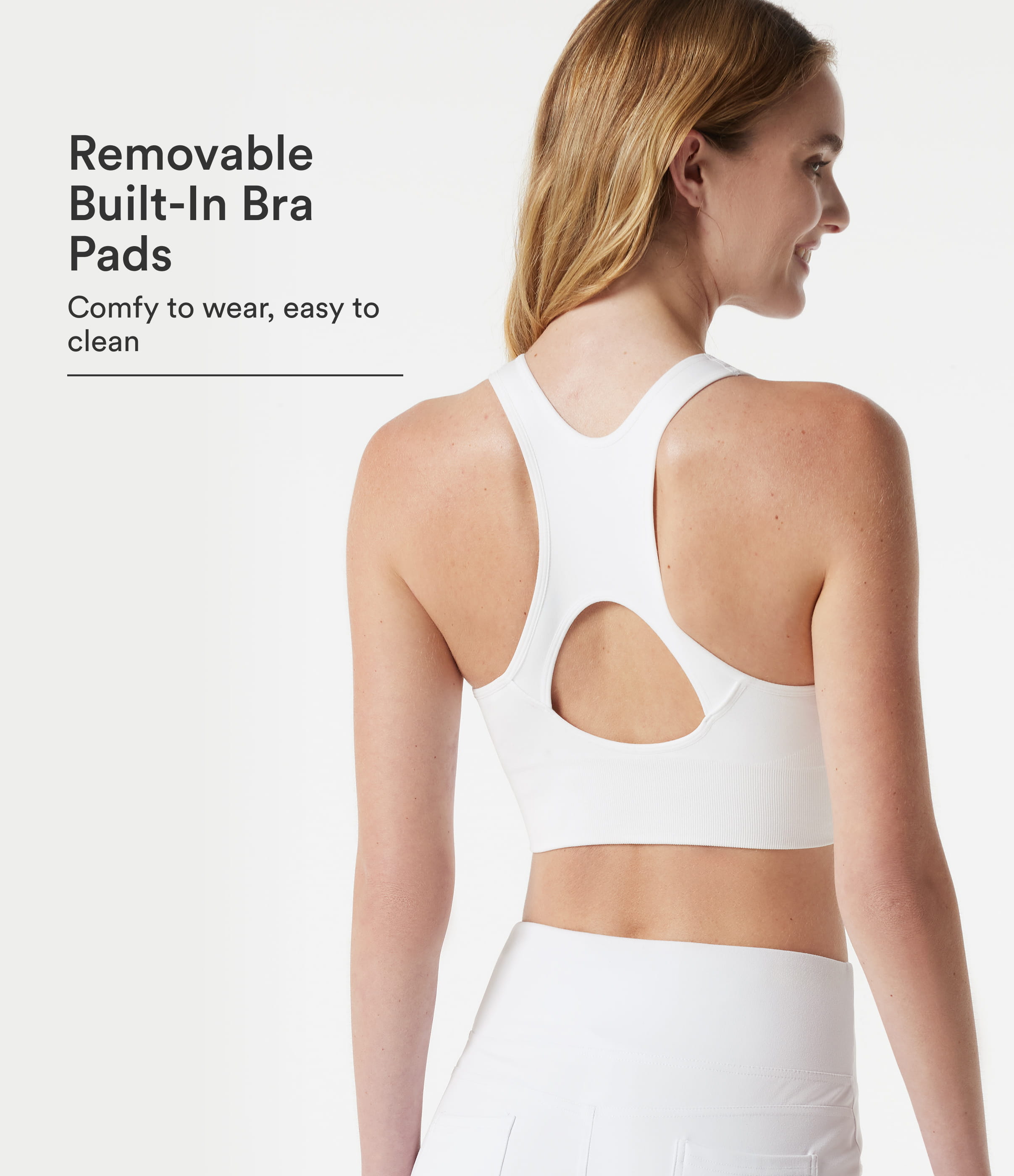 OneForm Seamless Flow - brassière de yoga sans coutures, maintien léger, dos nageur (racerback), fermeture éclair, soutien-gorge intégré