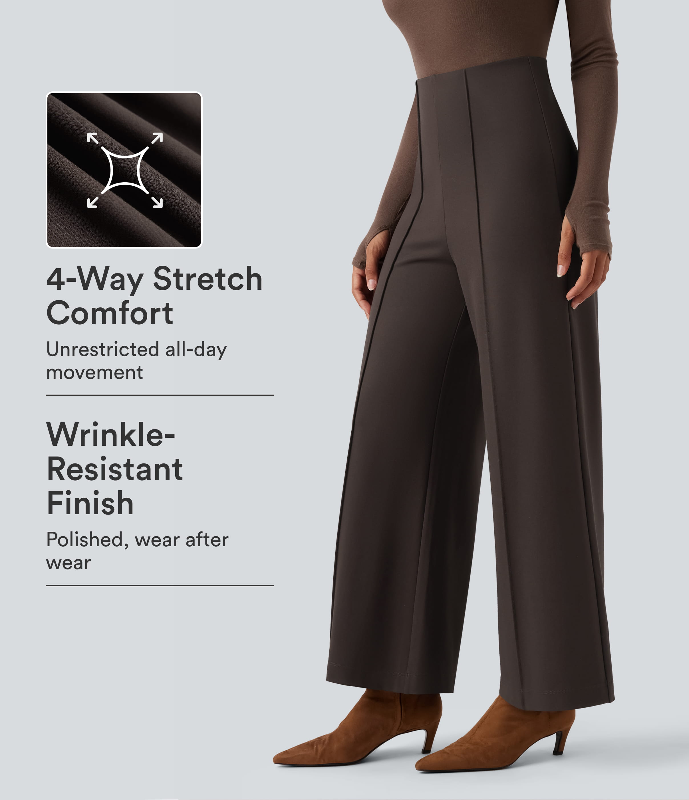 Halara Flex™ Wear-Resistant High Waisted Ponte Roma Work Baggy Flare Pants
