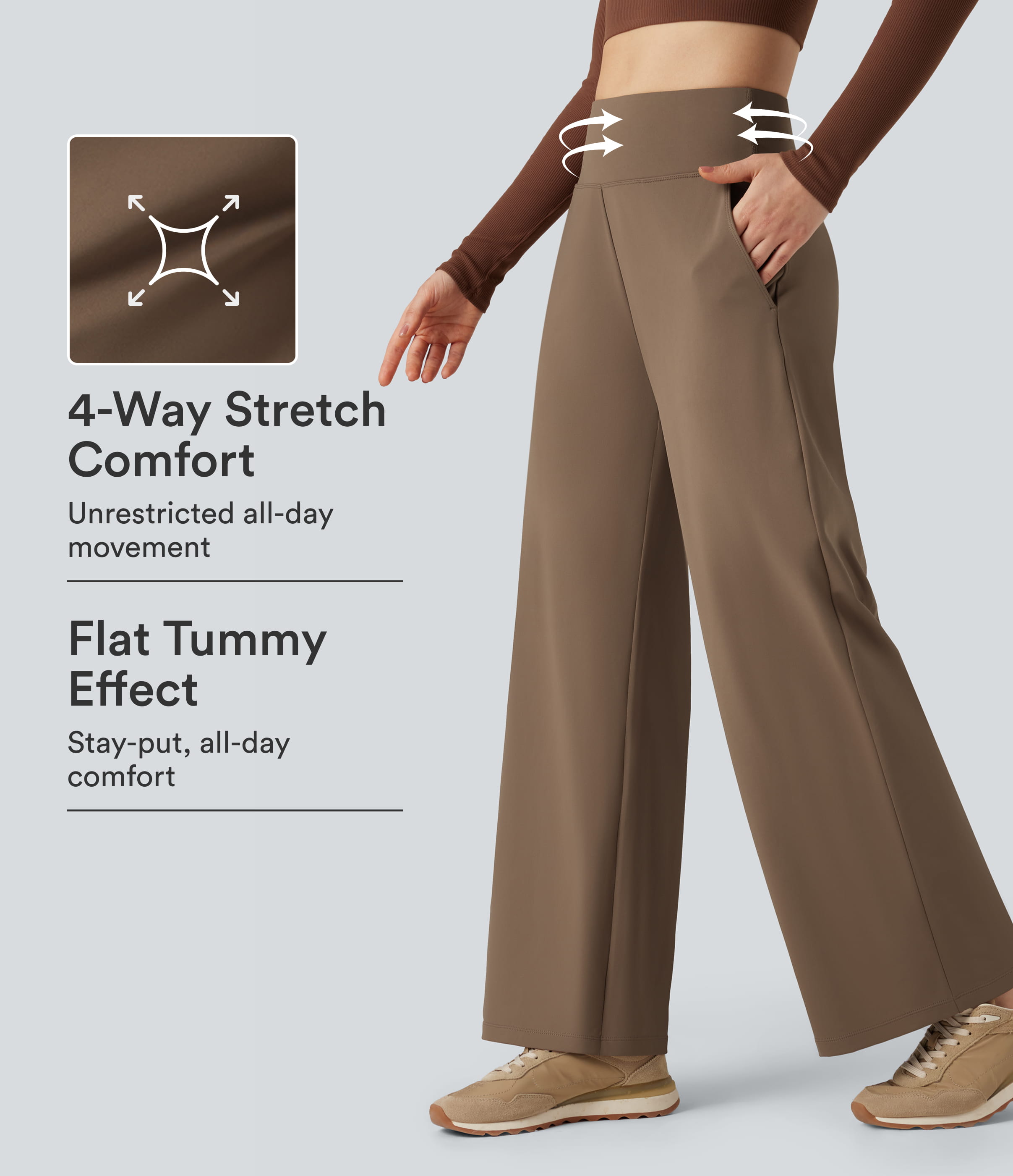 High Waisted Tummy Control Wide Leg Yoga Pants with Pockets