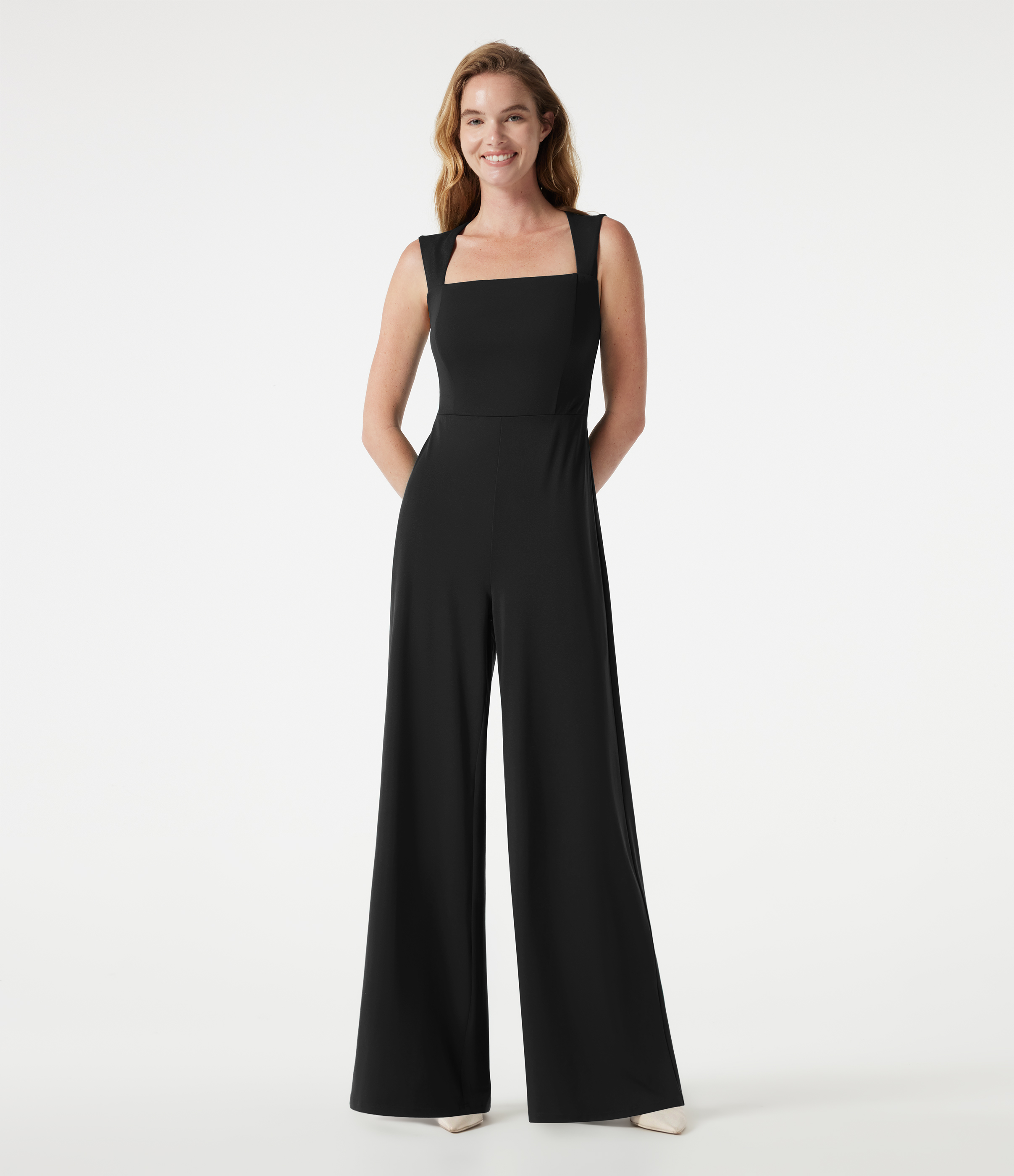 Square Neck Built-in Bra Sleeveless Jumpsuit-Easy Peezy Edition