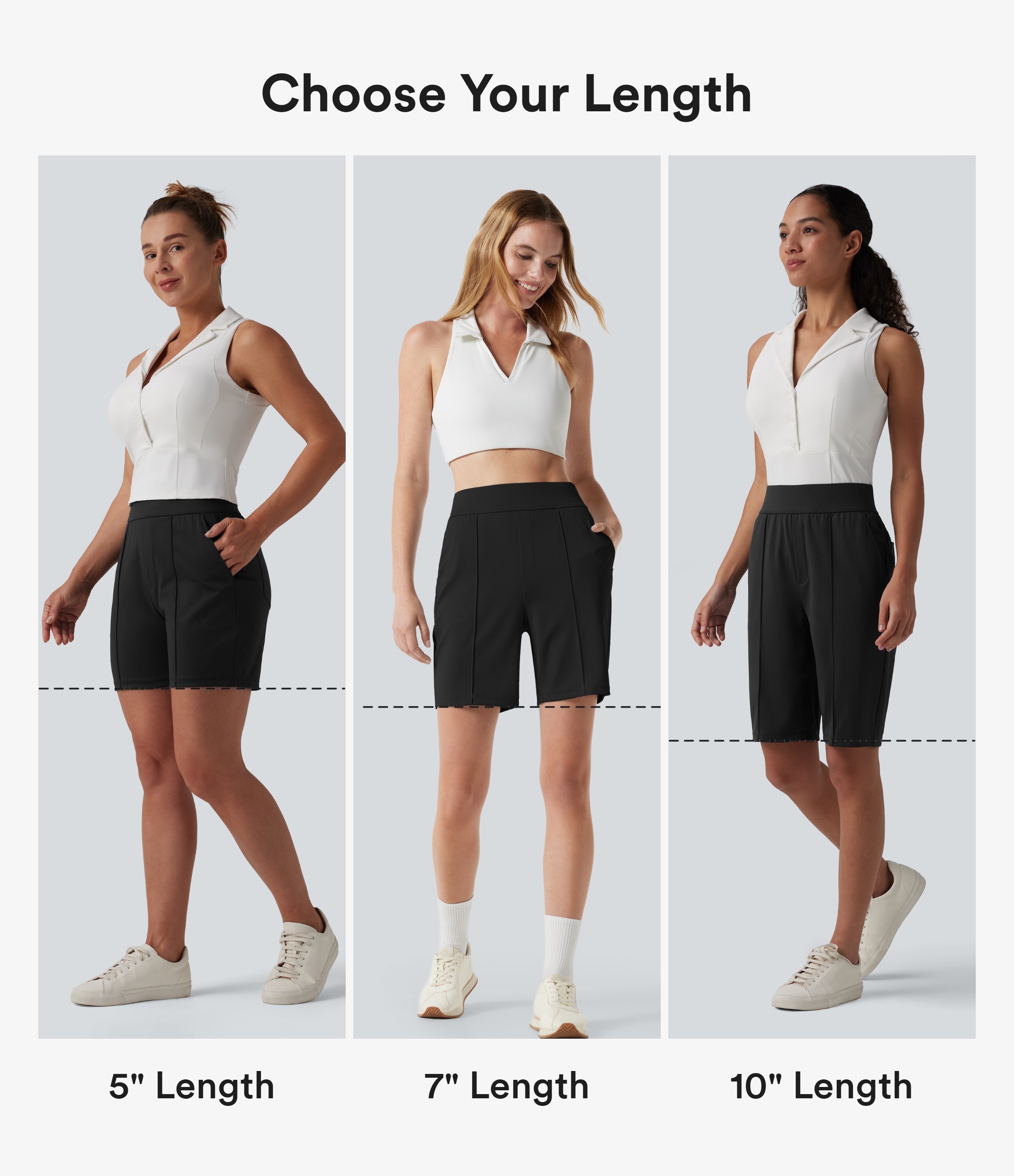 Black High Waisted Quick Dry Golf Shorts with Pockets 10''-Golf Tee-UPF40+ / 2