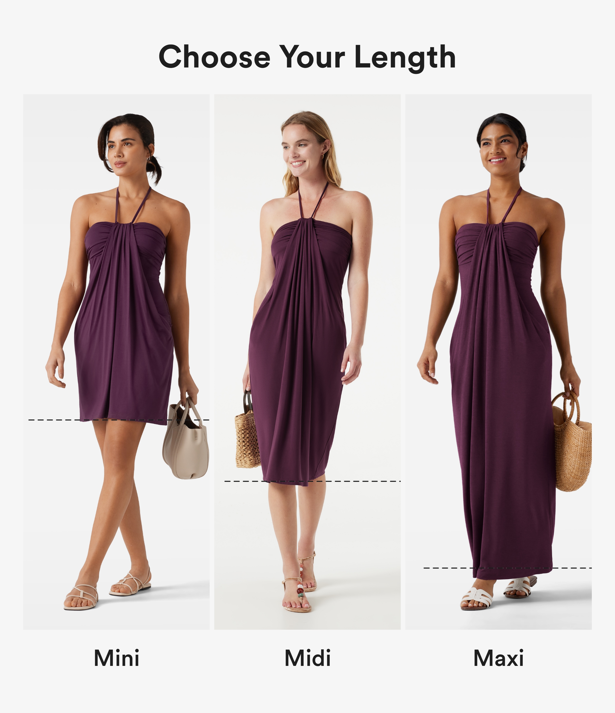 Fig Vestido midi halter con lazo en la espalda y bolsillos / 2