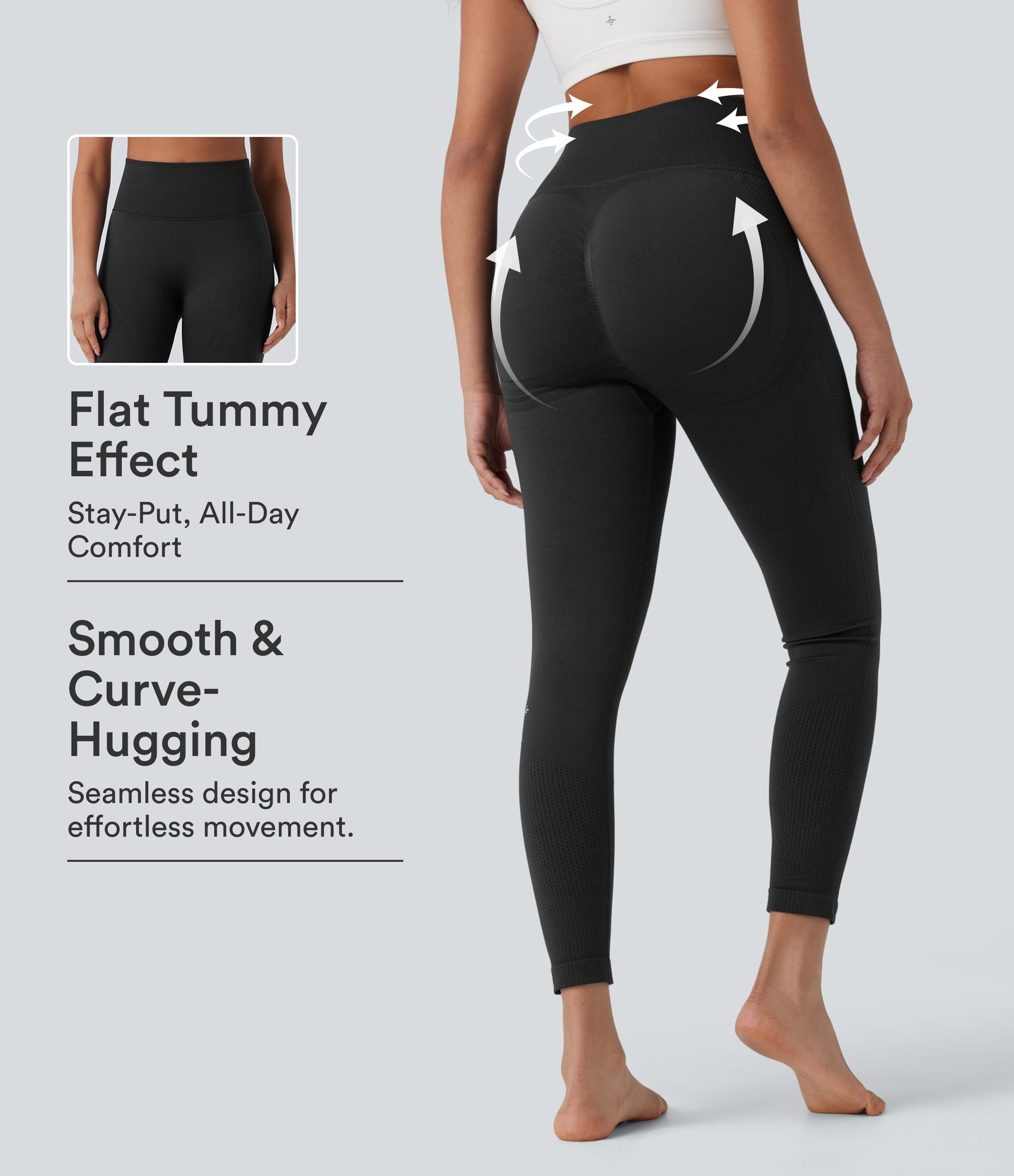 Nahtlose Passform Hohe Taille Bauchkontrolle Po-Lifting Yoga-Leggings