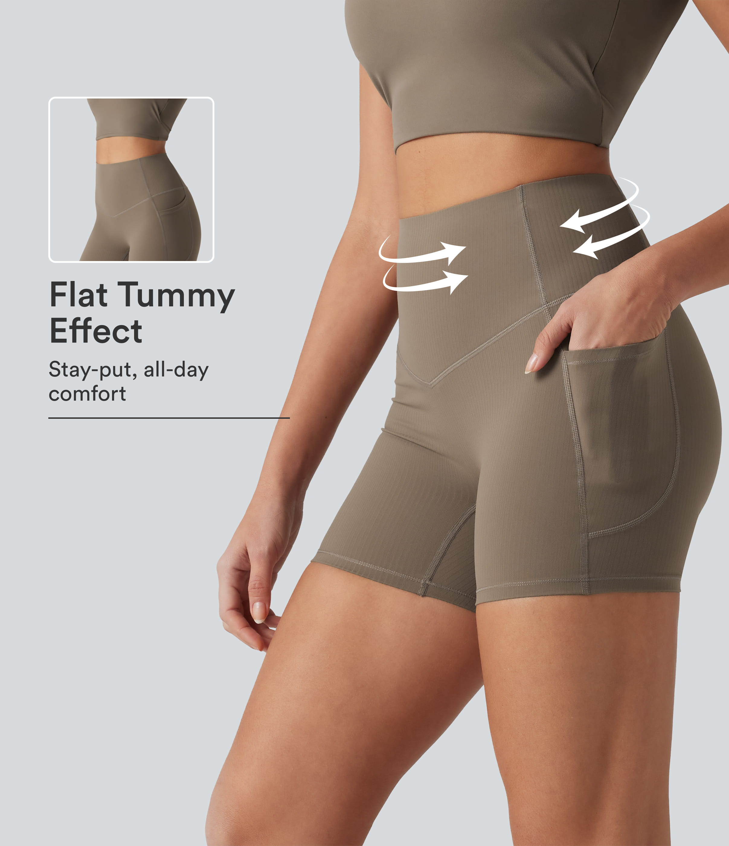 Halara UltraSculpt™ Ribbed High Waisted Tummy Control Yoga Biker Shorts 5'' with Pockets