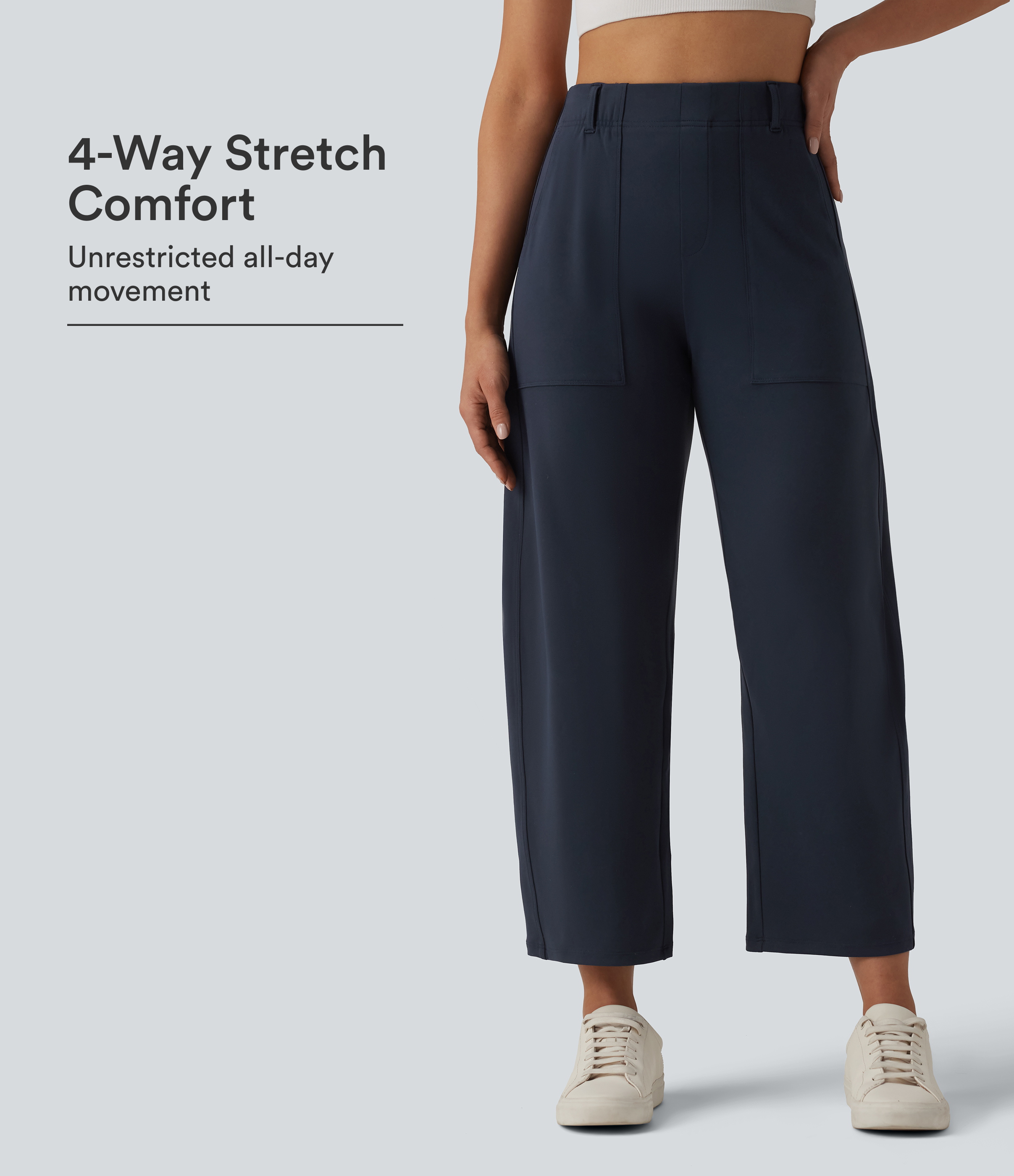 DayStretch High Waisted Barrel Leg Casual Pants with Pockets
