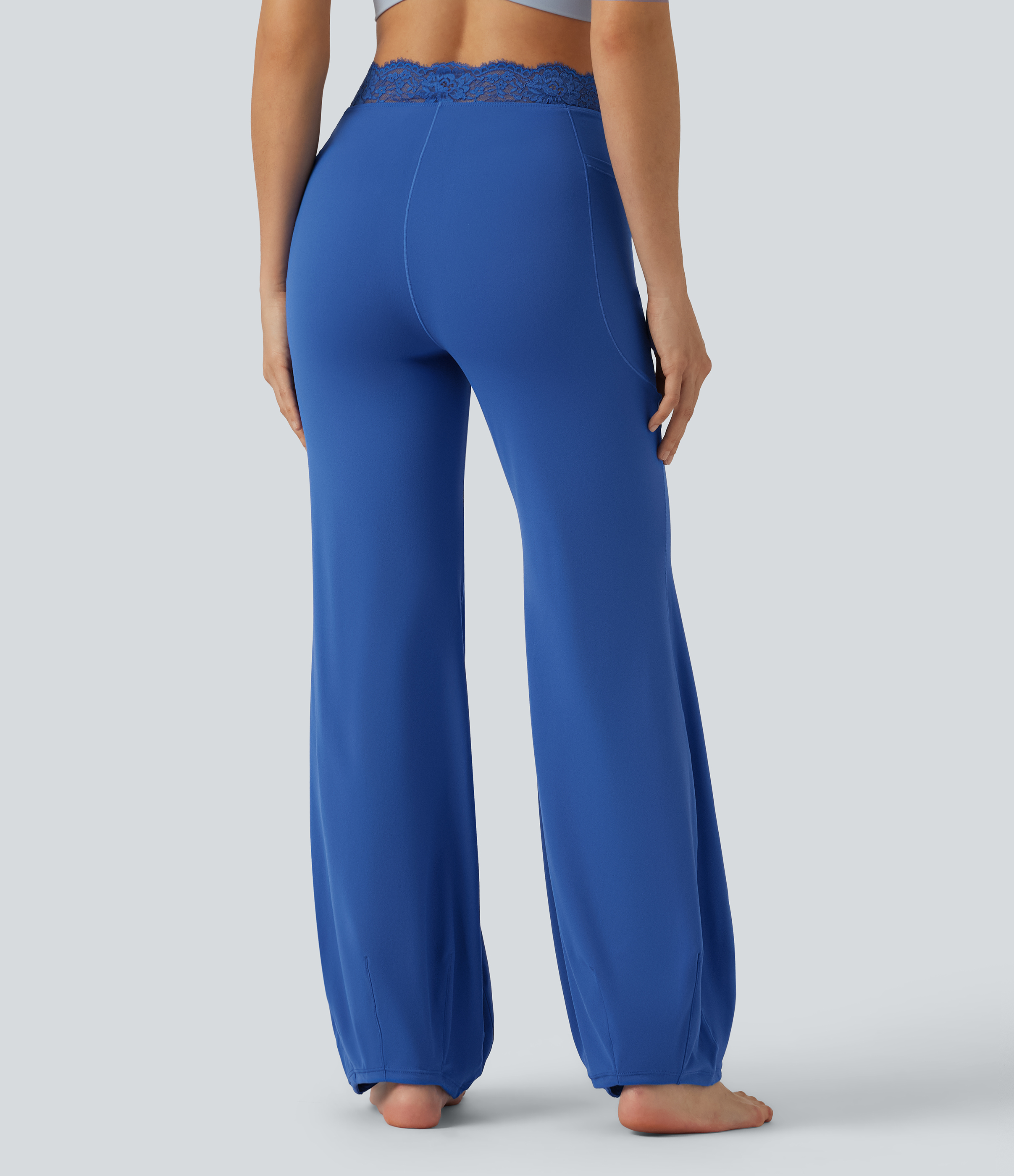 Beaucoup Blue SoftlyZero™ High Waisted Contrast Lace Dance Balloon Trousers with Pockets / 2