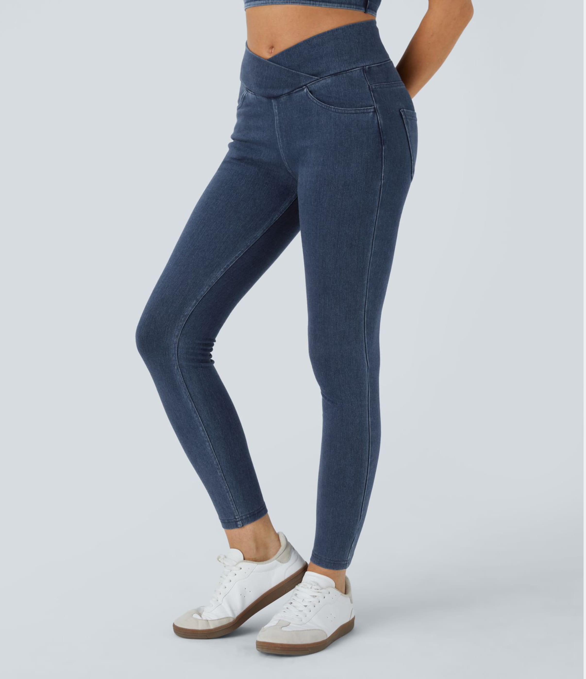 Halara Flex™ High Waisted Crossover Pockets Denim Work Leggings