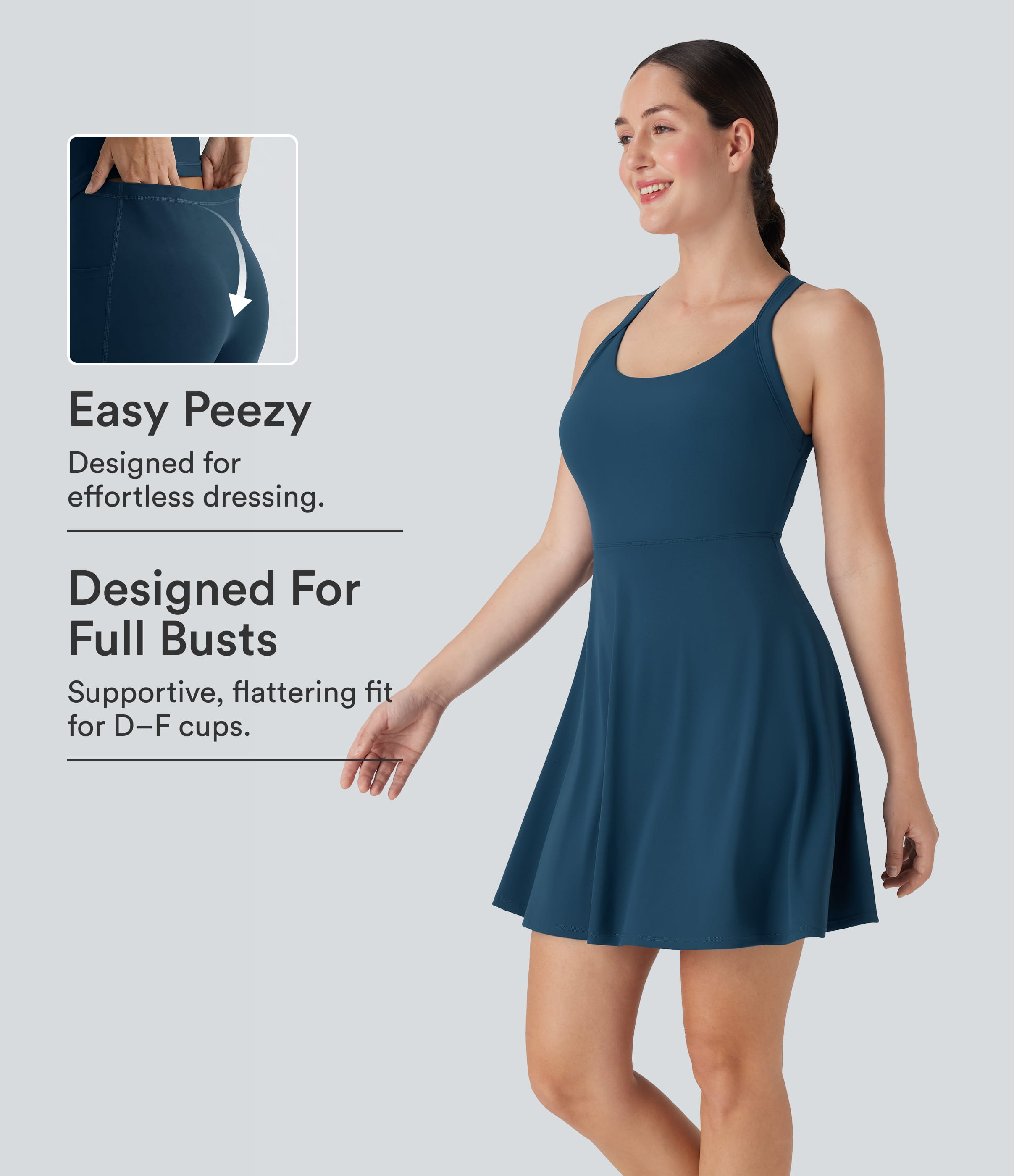 Flare Low Support Dance Active Dress-Longer Length-Easy Peezy Edition DD-F Cups