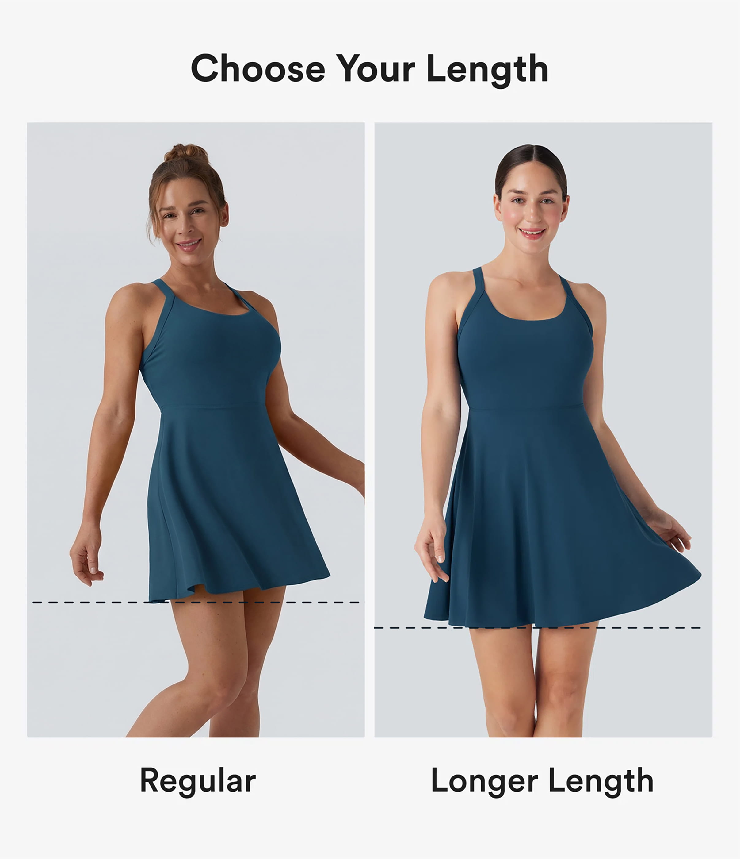 Majolica Blue Flare Low Support Dance Active Dress-Longer Length-Easy Peezy Edition DD-F Cups / 2
