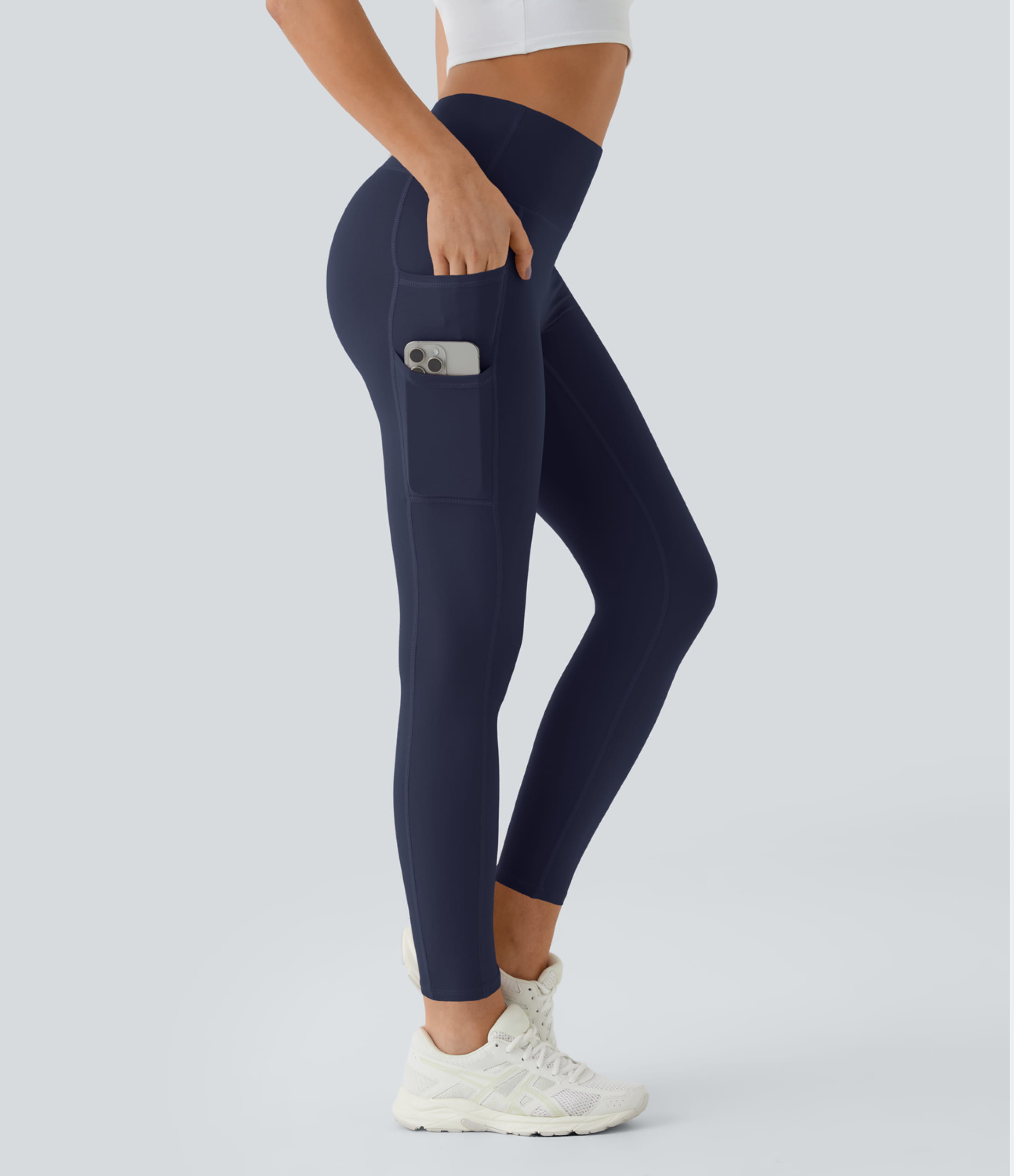 SoftlyZero™ High Waisted Double Pockets Plain Leggings-UPF50+