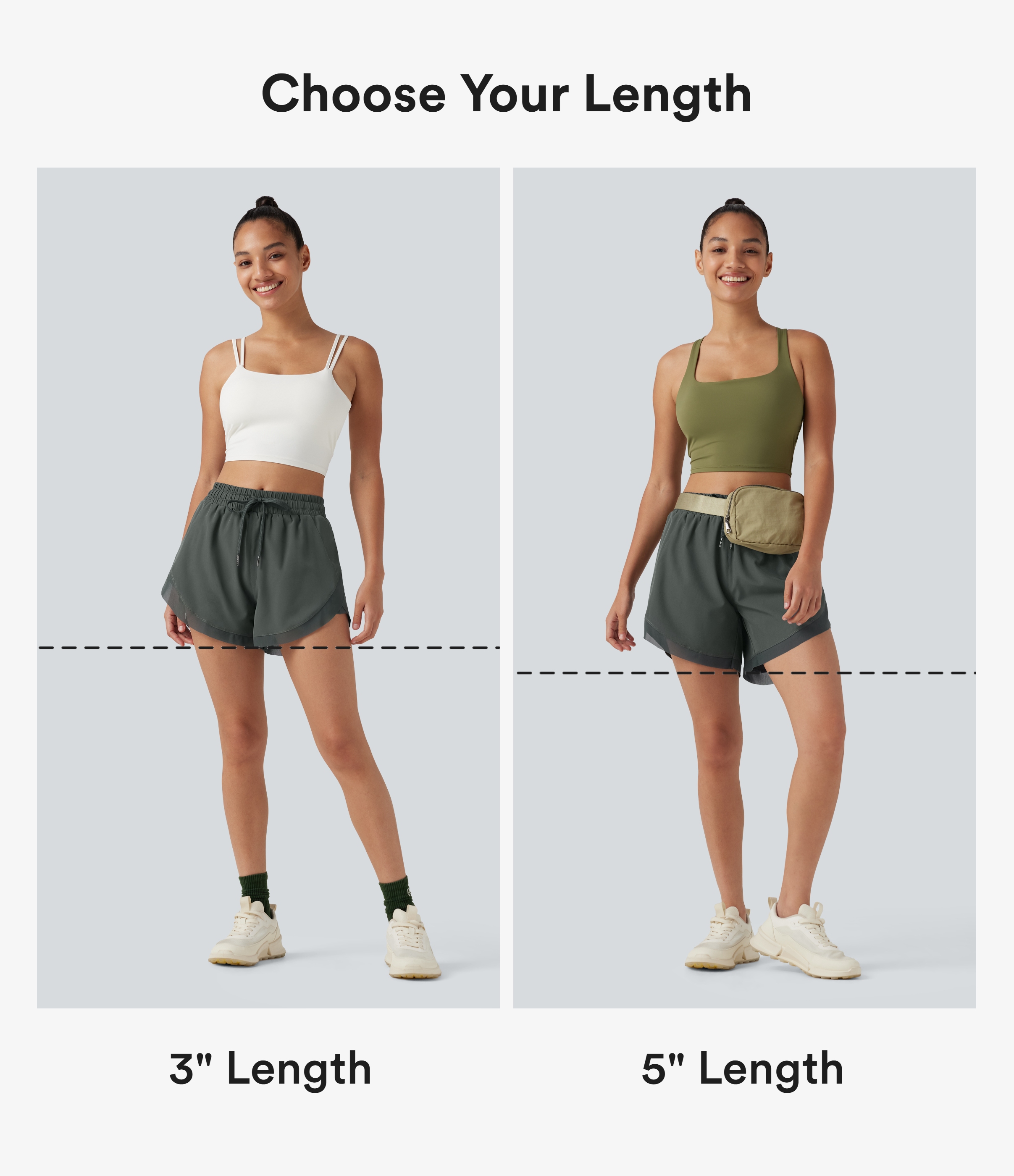 Urban Chic Mid Rise Drawstring Curved Hem Contrast Mesh 2-in-1 Running Shorts 3'' with Pockets / 2