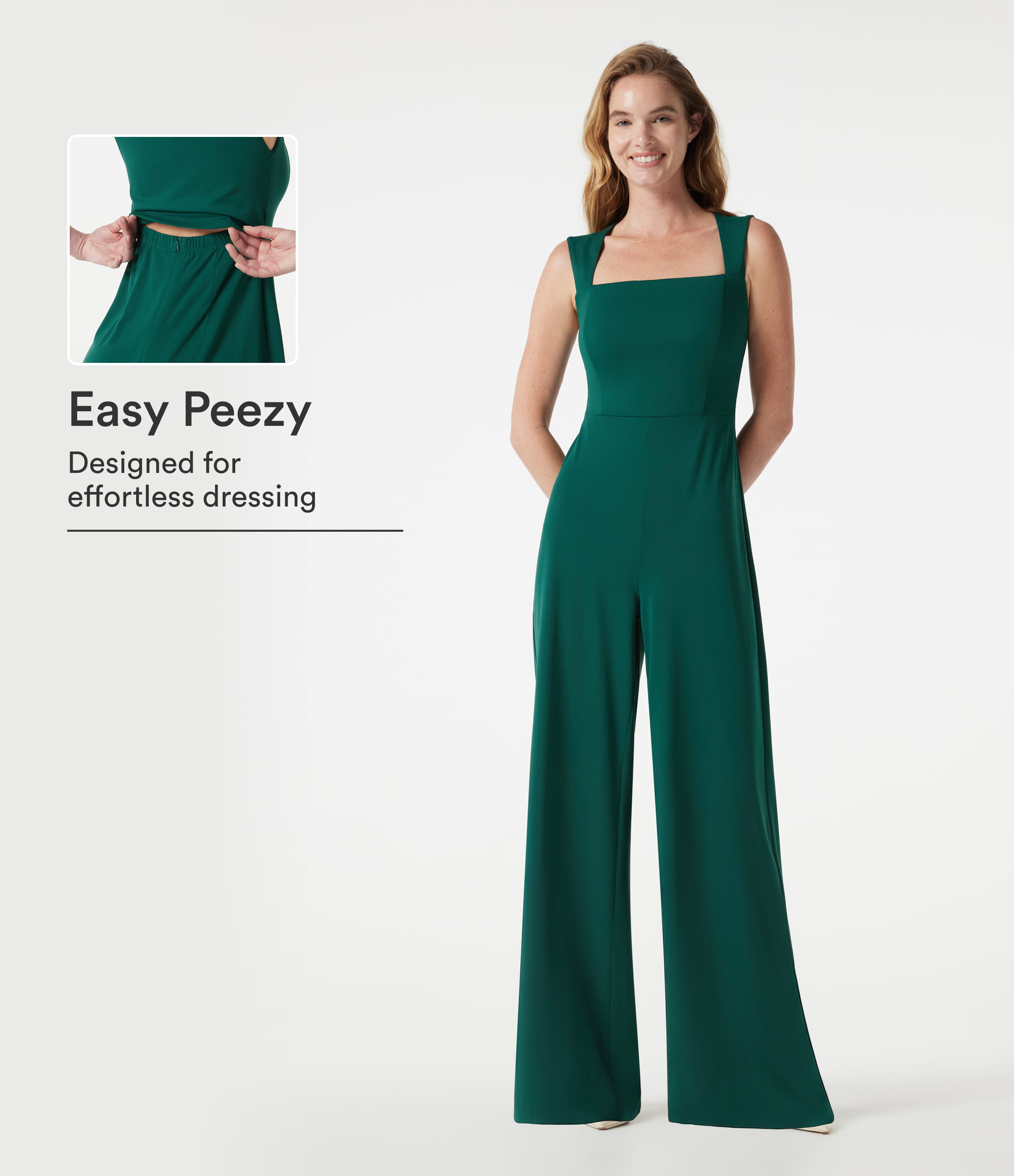 Square Neck Built-in Bra Sleeveless Jumpsuit-Easy Peezy Edition