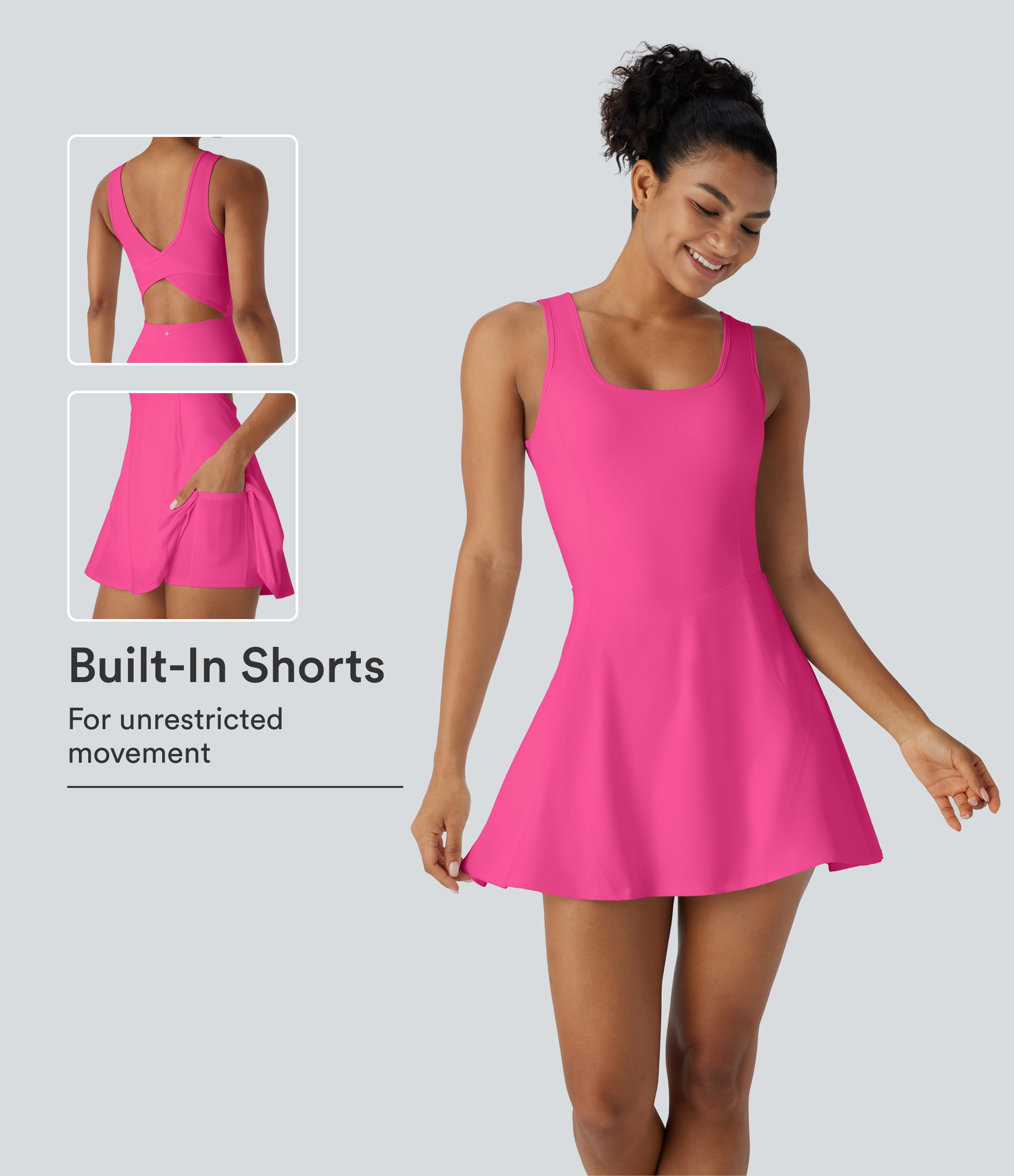 SoftlyZero™ Airy U Neck 2-in-1 Pocket Mini Cool Touch Dance Active Dress
