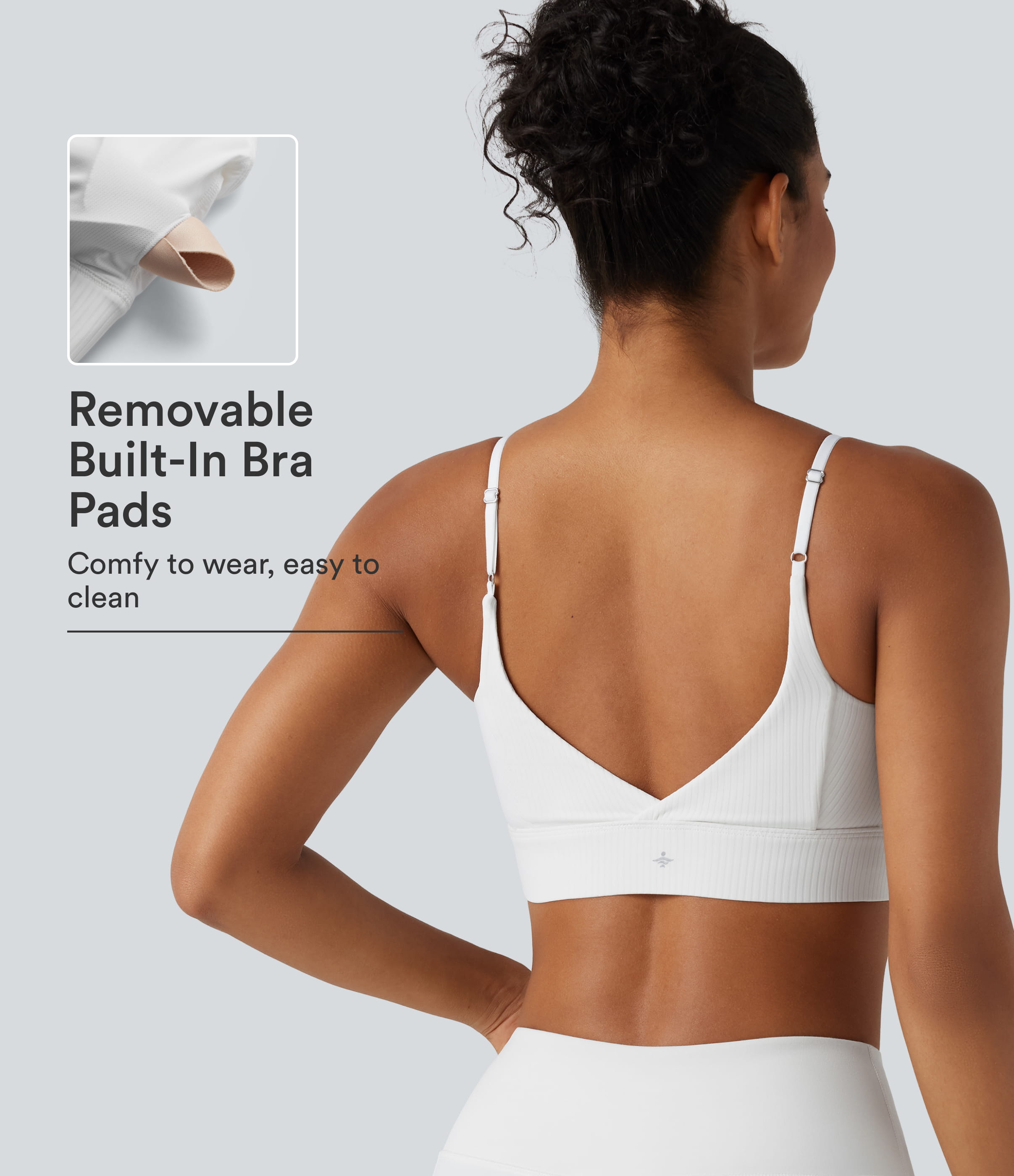 Ribbed Knit Low Support Built-in Bra Yoga Sports Bra