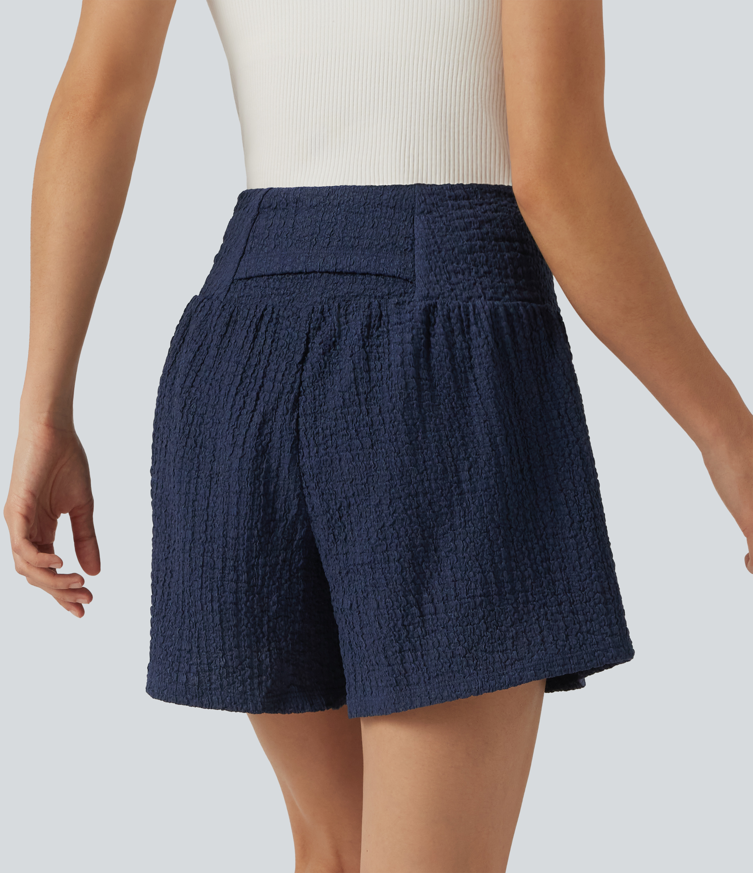 Spellbound High-waisted 2-in-1 Crinkle Casual Baggy Shorts with Pockets / 2