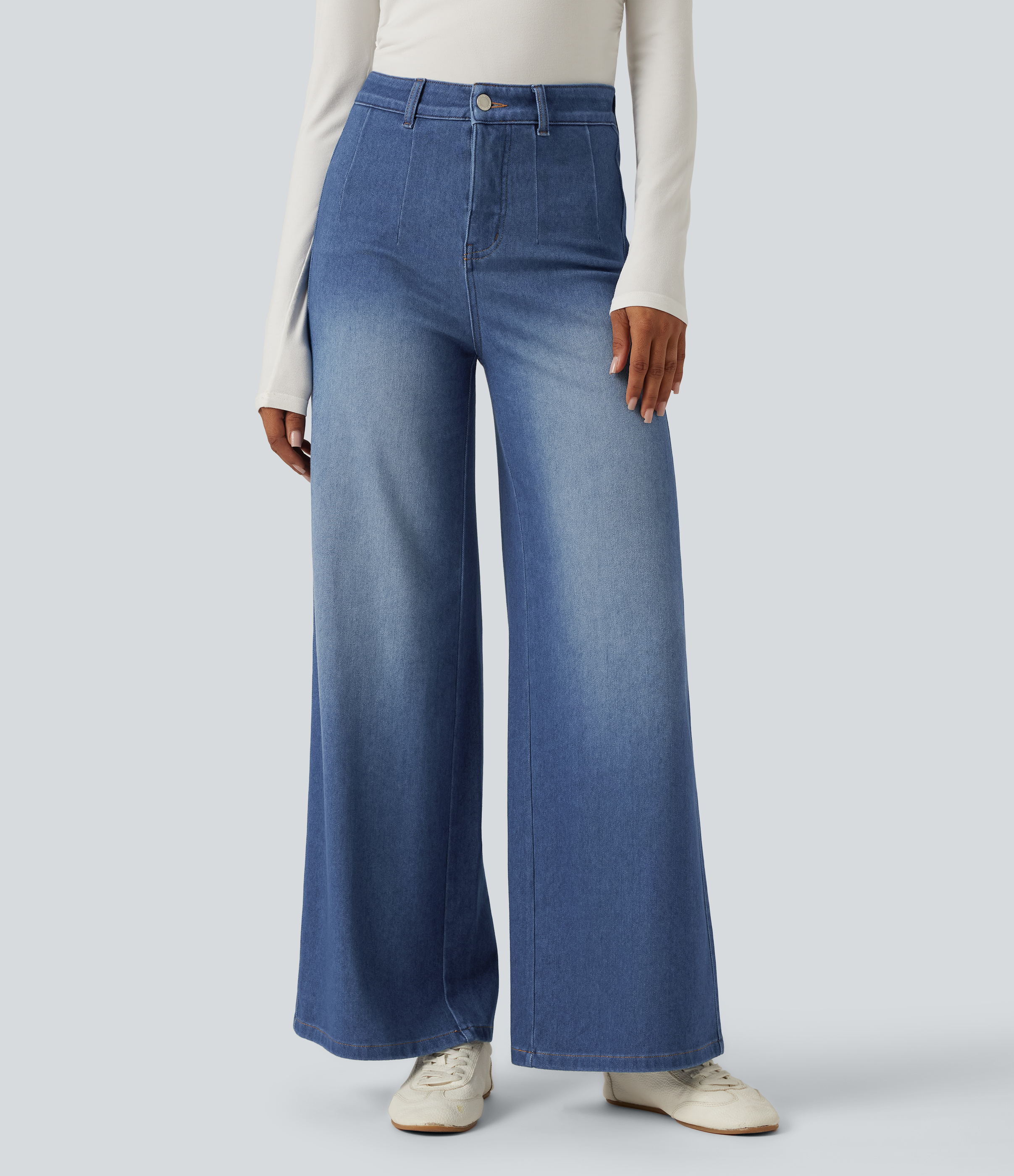 Halara Flex™ High Waisted Tummy Control Wide Leg Casual Jeans with Pockets