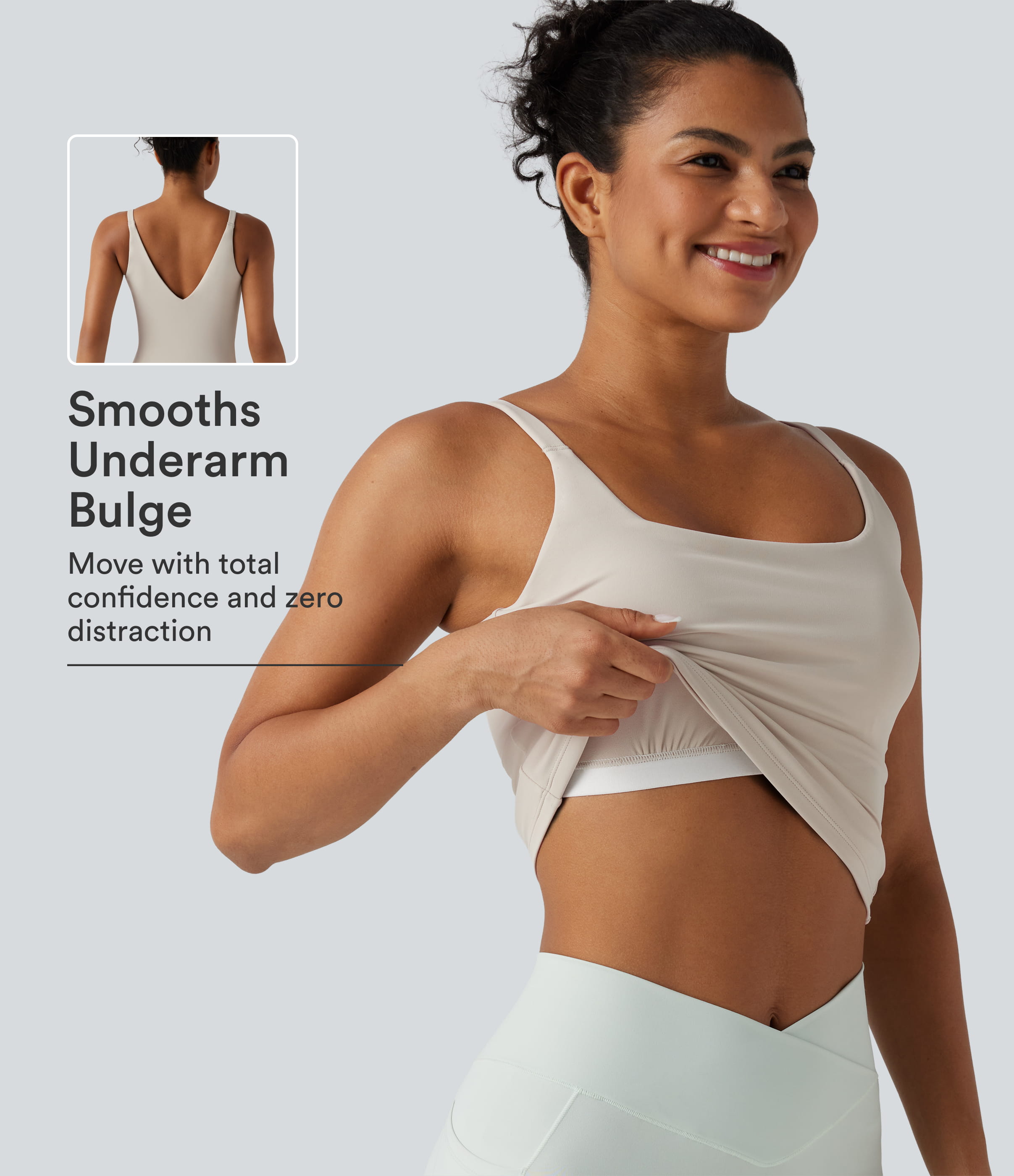Underarm Smoothing V Back Built-in Bra Workout Tank Top