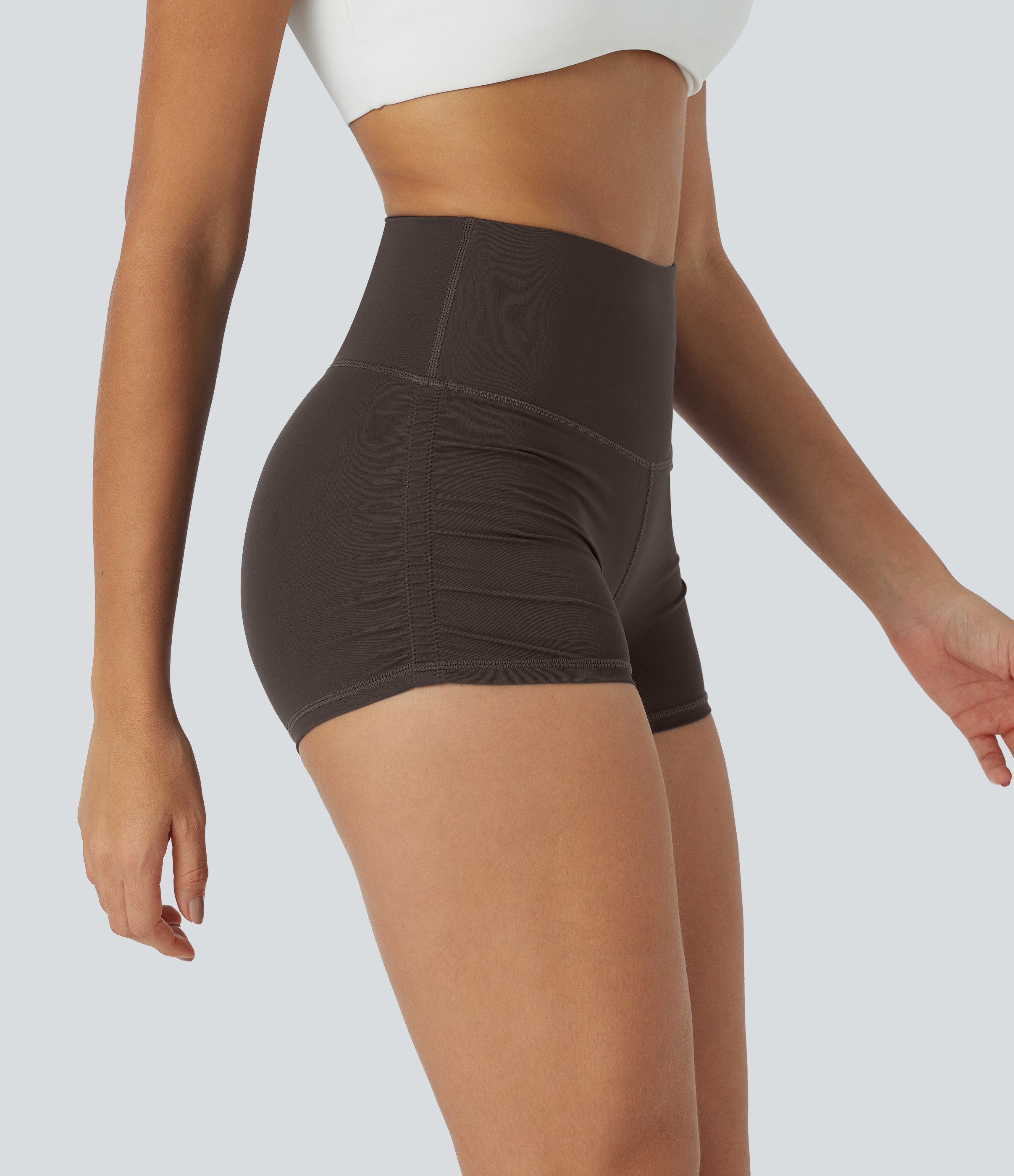 SoftlyZero™ QuickDry High Waisted Tummy Control Ruched Running Biker Shorts 2.5''
