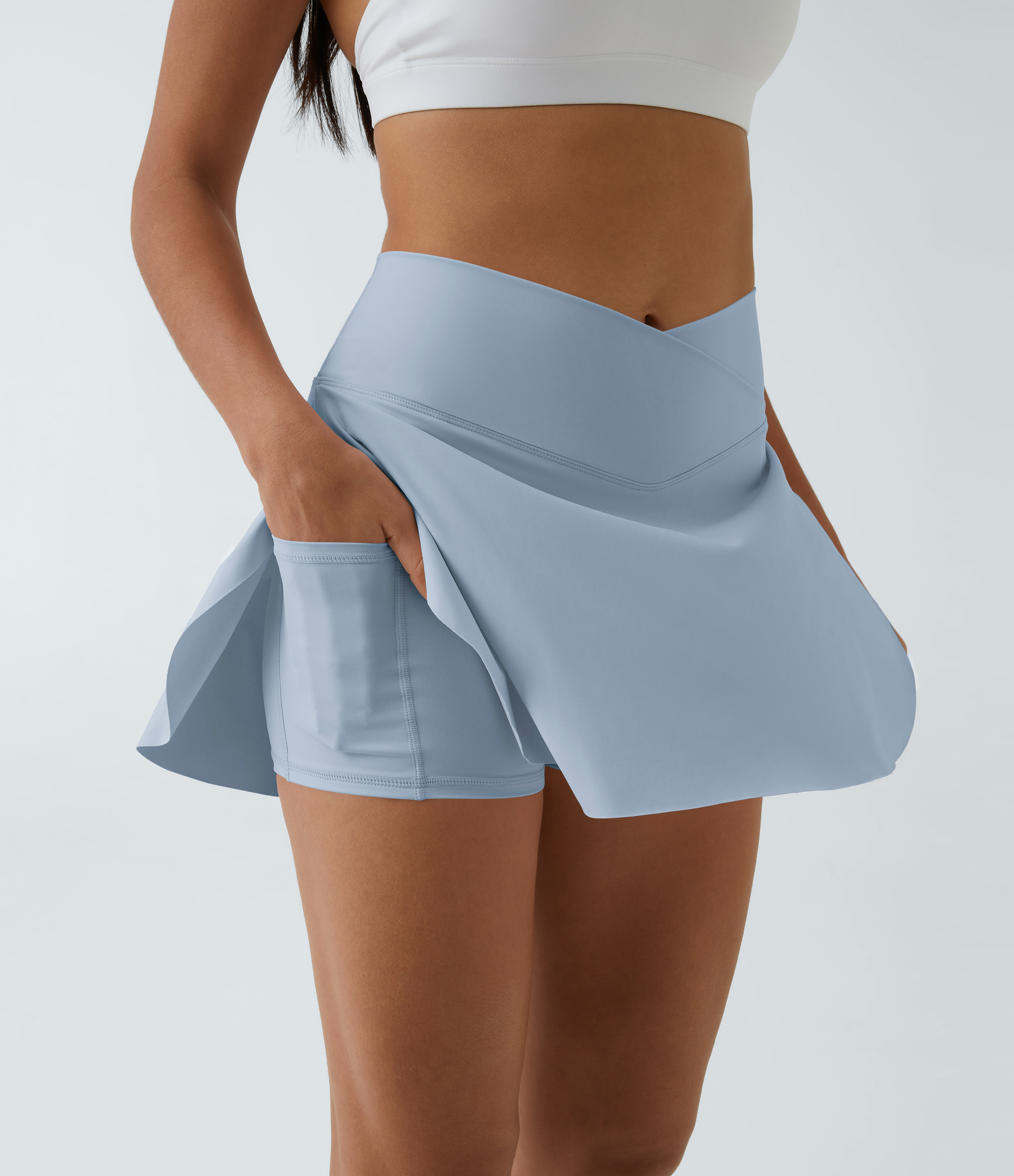 SoftlyZero™ Airy Crossover Pocket 2-in-1 Cool Touch Tennis Skirt-Lucid-Longer Length-UPF50+