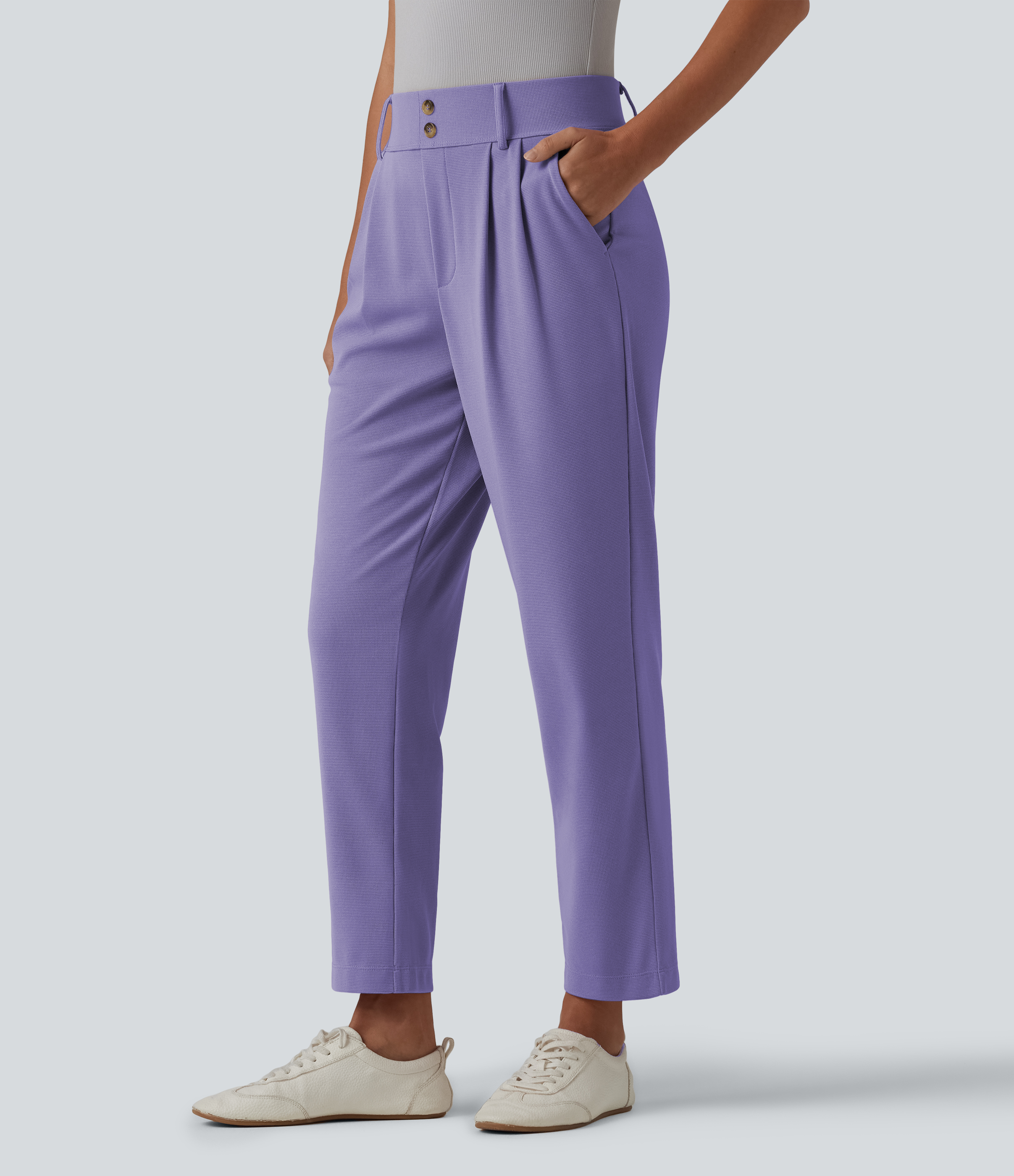 Halara Flex™ High Waisted Tapered Waffle Work Trousers with Pockets