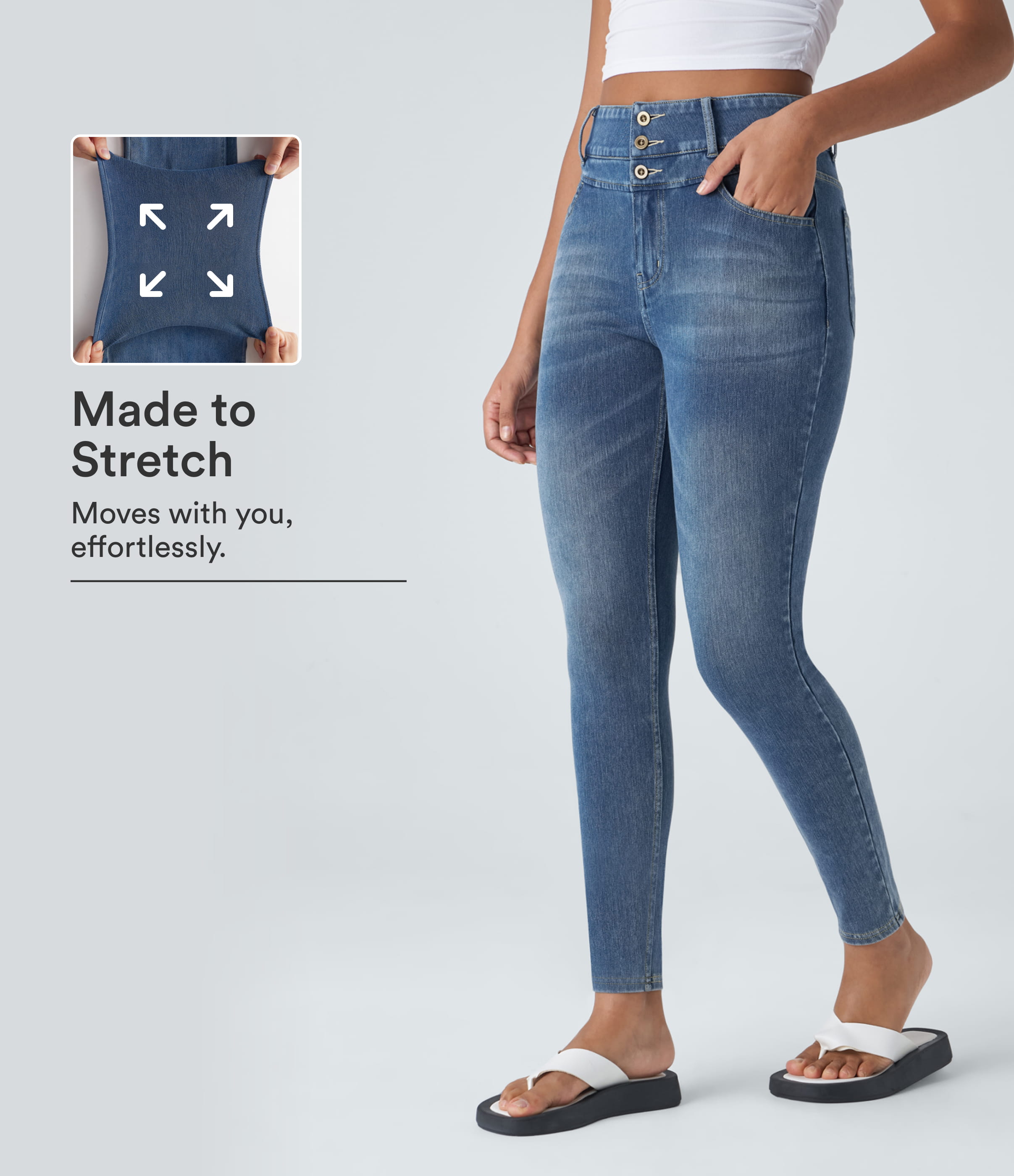 Halara Flex™ High Waisted Zipper Pockets Casual Skinny Jeans