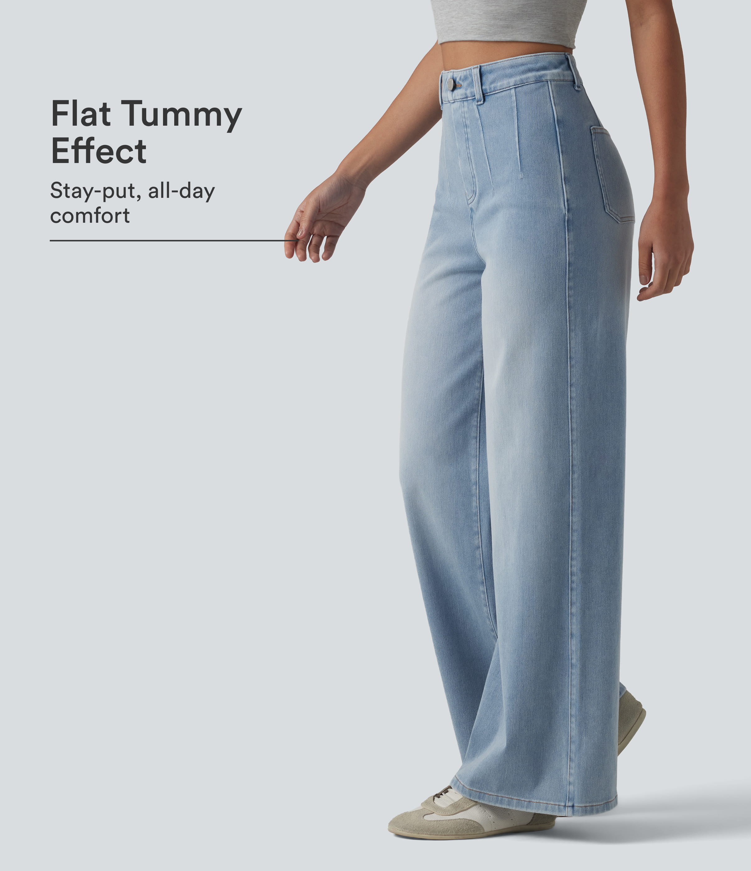 Halara Flex™ High Waisted Tummy Control Wide Leg Casual Jeans with Pockets