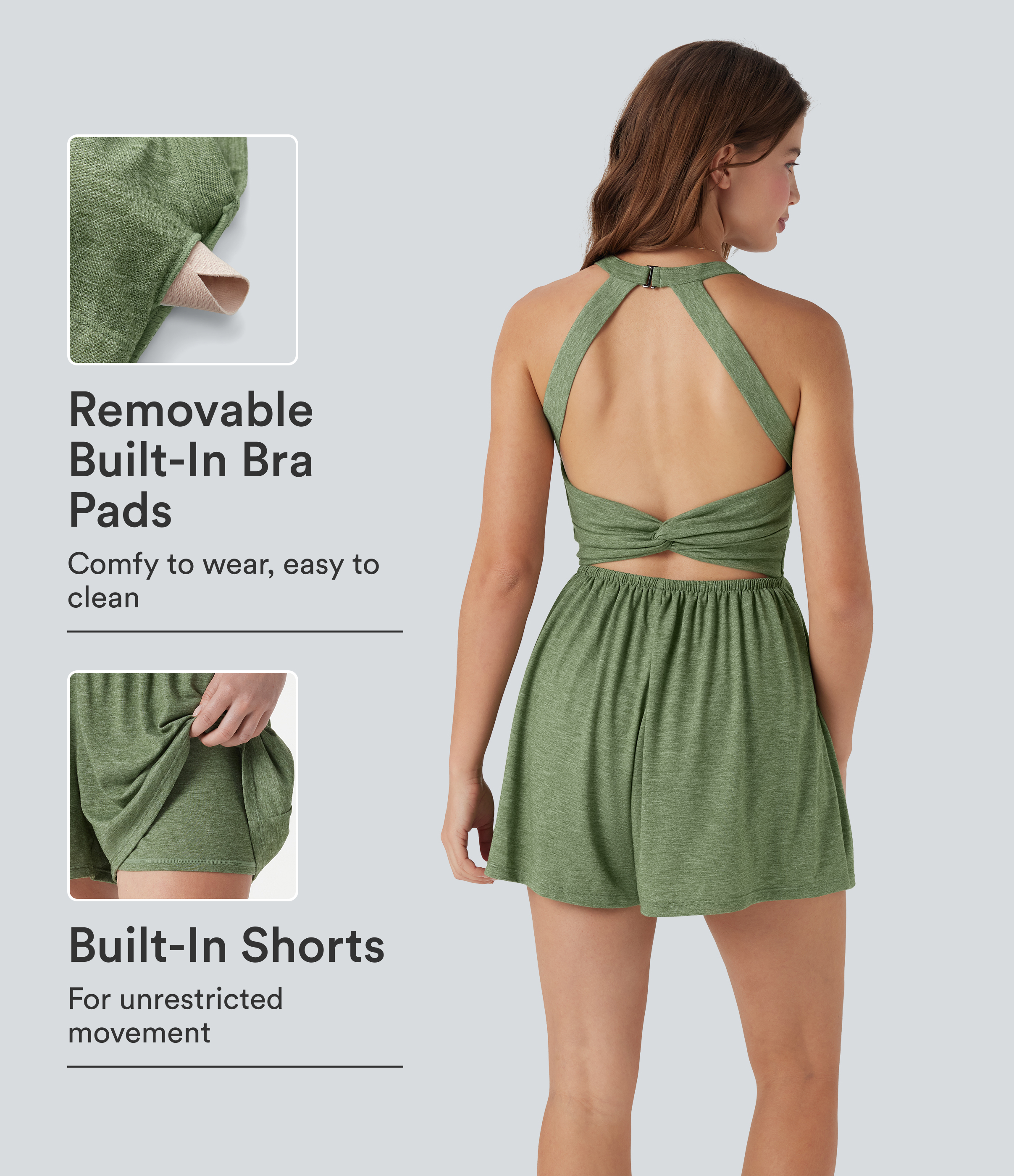 Padded 2-in-1 Romper with Pockets-Easy Peezy Edition