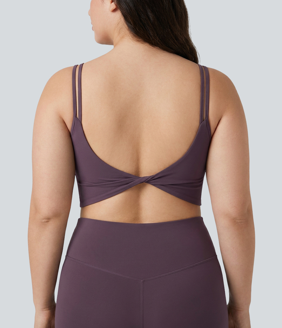 Plus Size Halara UltraSculpt™ Built-in Bra Double Straps Twisted Backless Cropped Yoga Tank Top