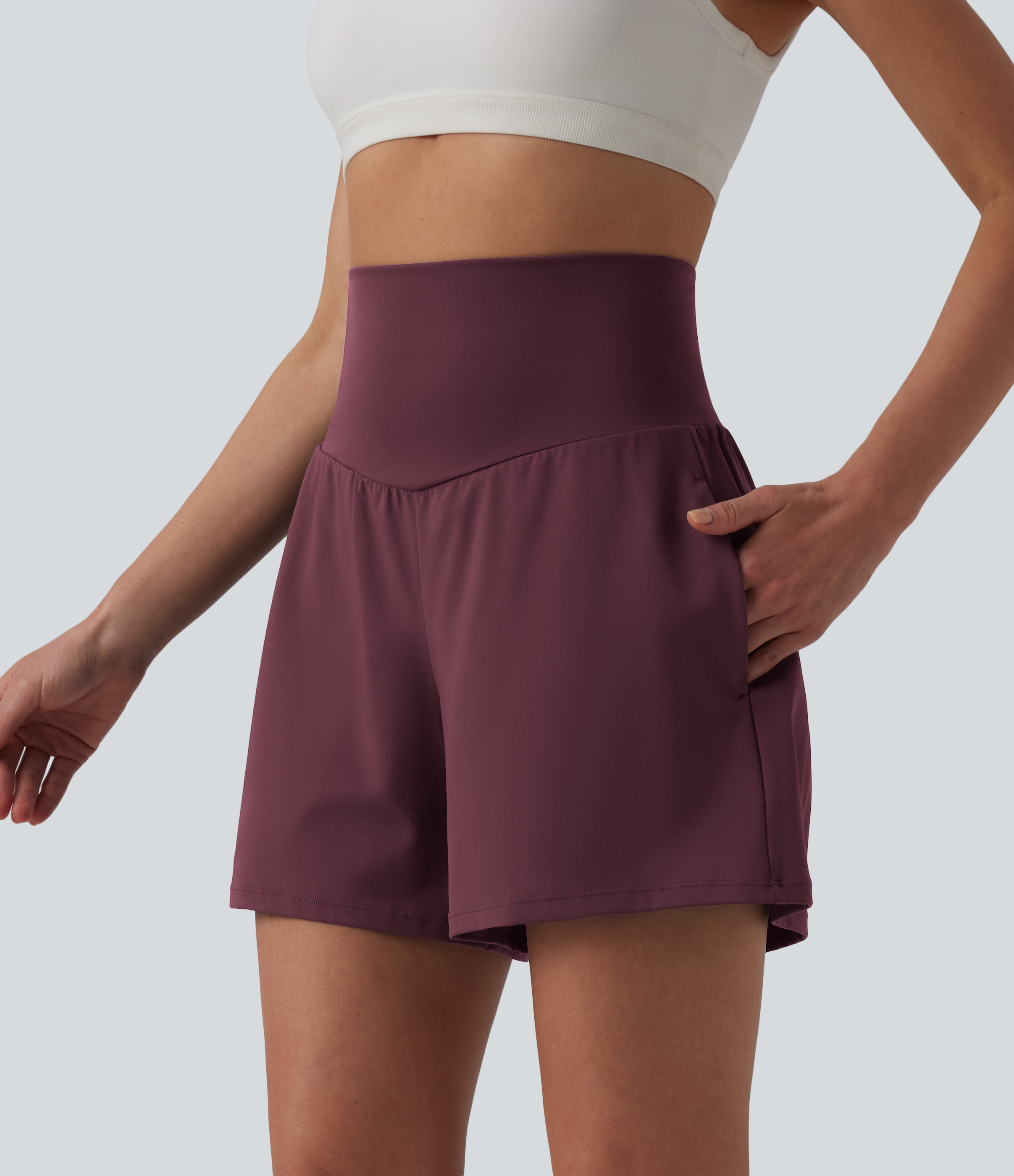 SoftlyZero™ Airy High Waisted Pockets Cool Touch Yoga Shorts 5''