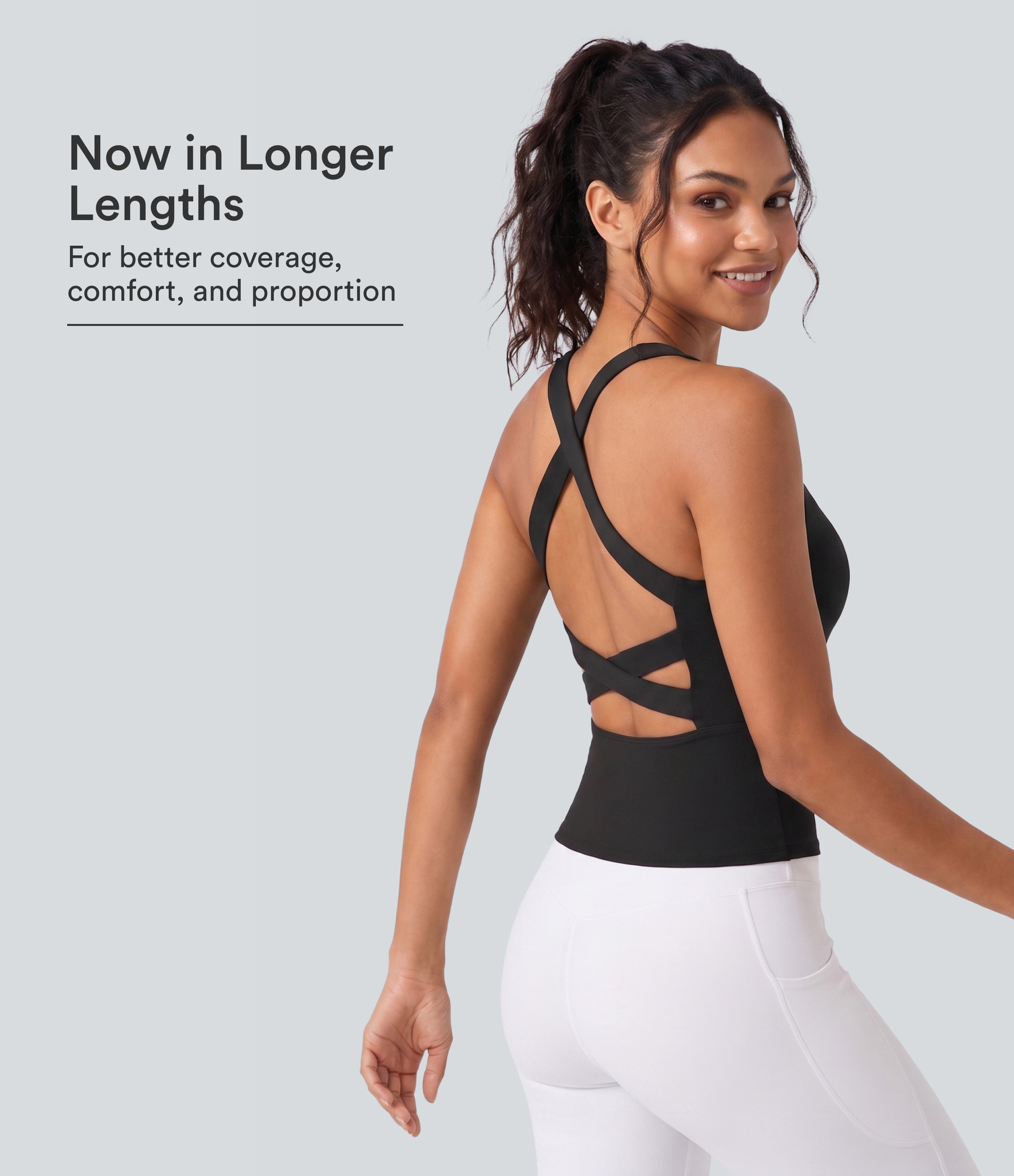 SoftlyZero™ Airy Square Neck Cropped Cool Touch Running Tank Top-Longer Length-UPF50+