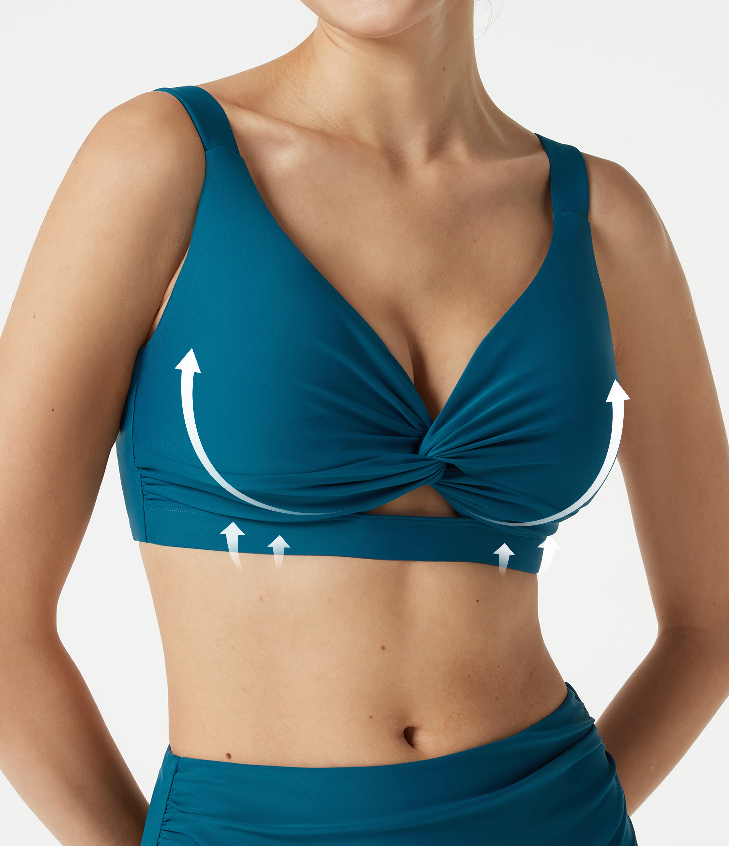Deep V Neck Built-in Bra Push-Up Bikini Top Swimsuit