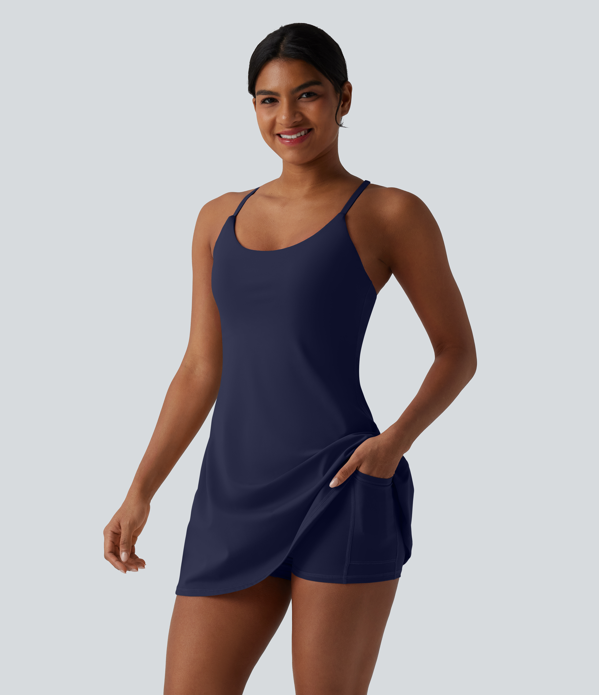 Halara Softlyzero™ Plush Tummy Control Active Dress with Pockets-Easy Peezy Edition Workout Dress