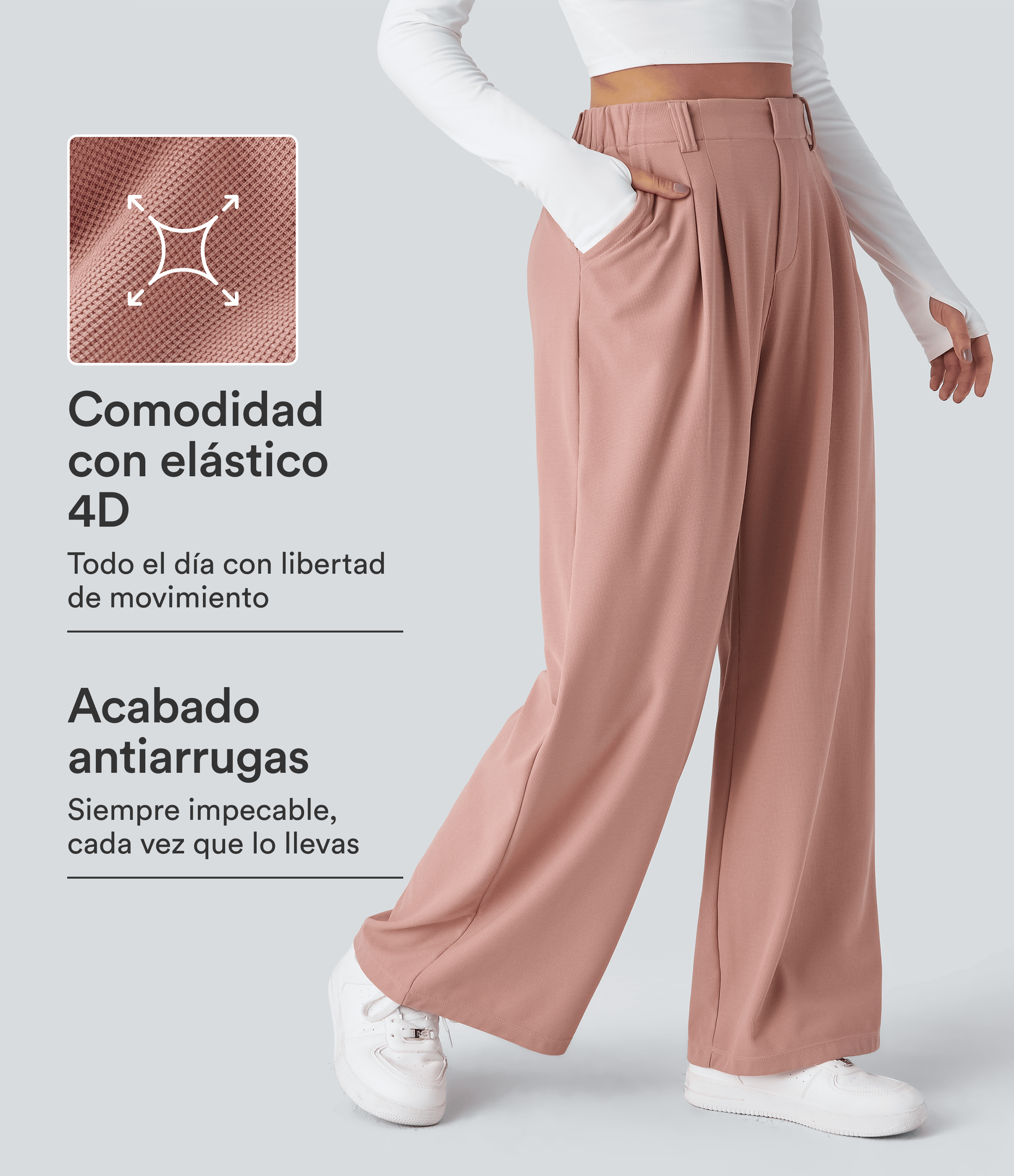 Halara Flex™ High Waisted Pocket Wide Leg Waffle Work Pants